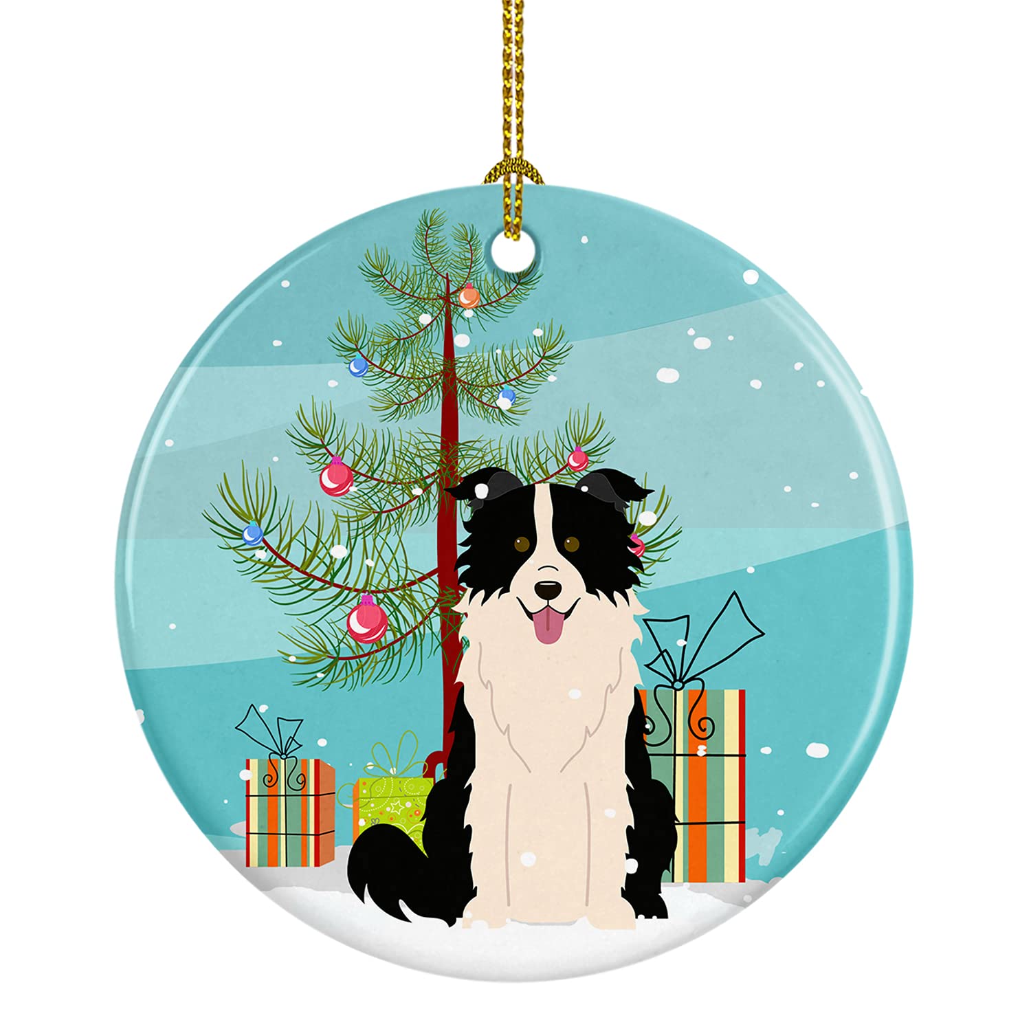 Ornement Border Collie en céramique pour un sapin de Noël rempli d'amour et de souvenirs