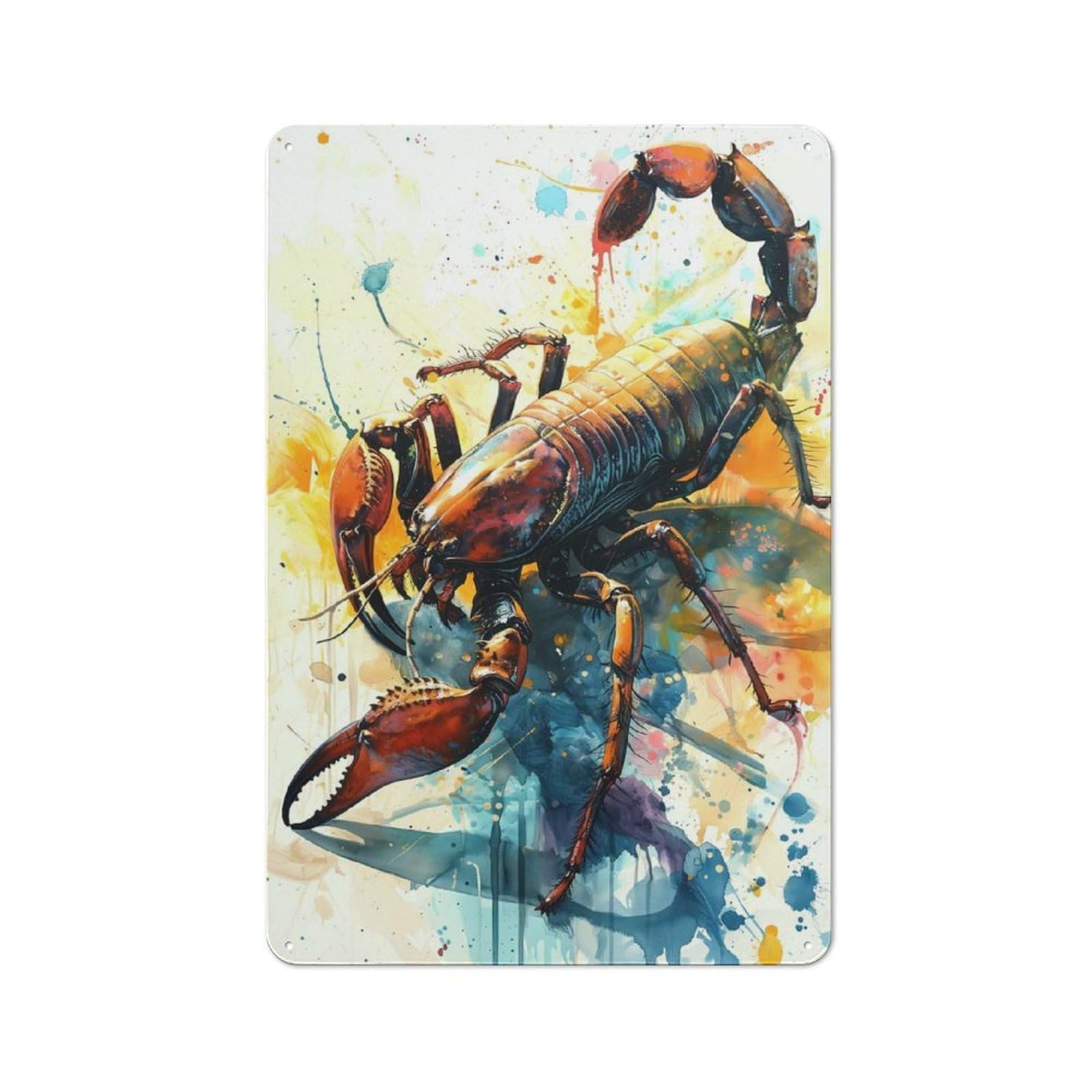 Junmoney The Attacking Scorpio Vintage Cafe Metal Sign 30X20cm Featuring Bistro Wall Plaque For Cafe, Bistro, Bakery Or Restaurant