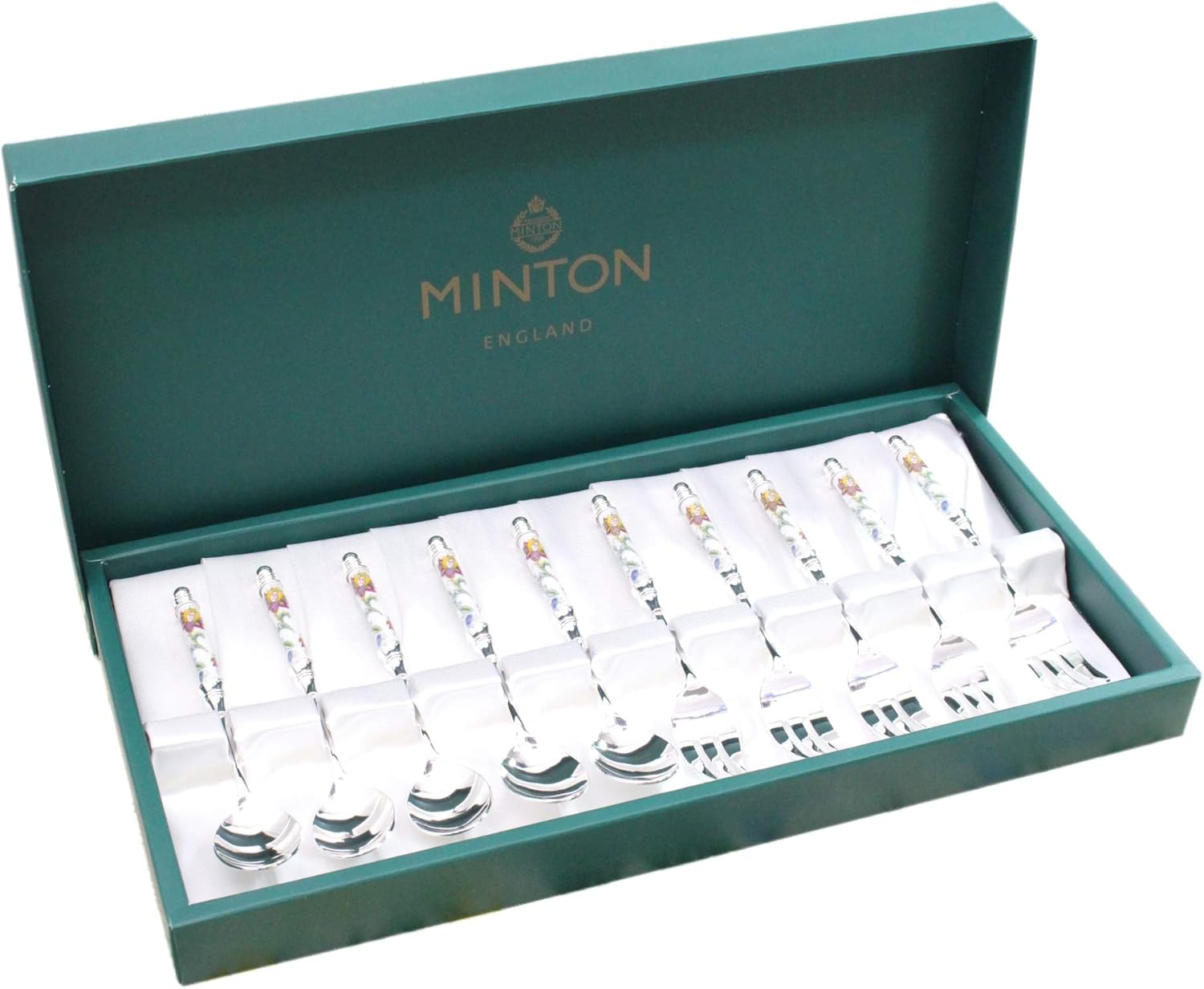 MINTON Haddon Hall Tea Spoon & Cake Fork Set of 10 Made in Japan with Gift Packaging
