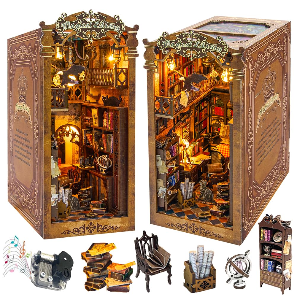 Kit fai da te per casa in miniatura, in stile europeo, kit per la casa delle bambole in miniatura, design a specchio illusione, libreria, decorazione da scrivania, modello creativo, regalo per donne e
