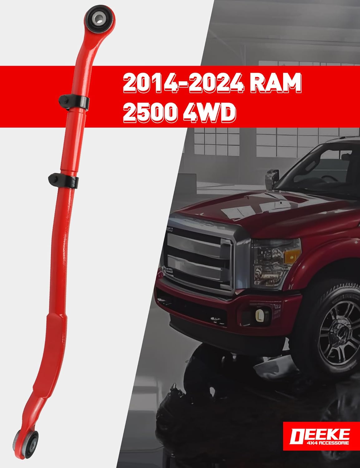 Forged Front Adjustable Track Bar for 0-5" Lift - Compatible with 2014-2024 Ram 2500 4WD-31004（Red）