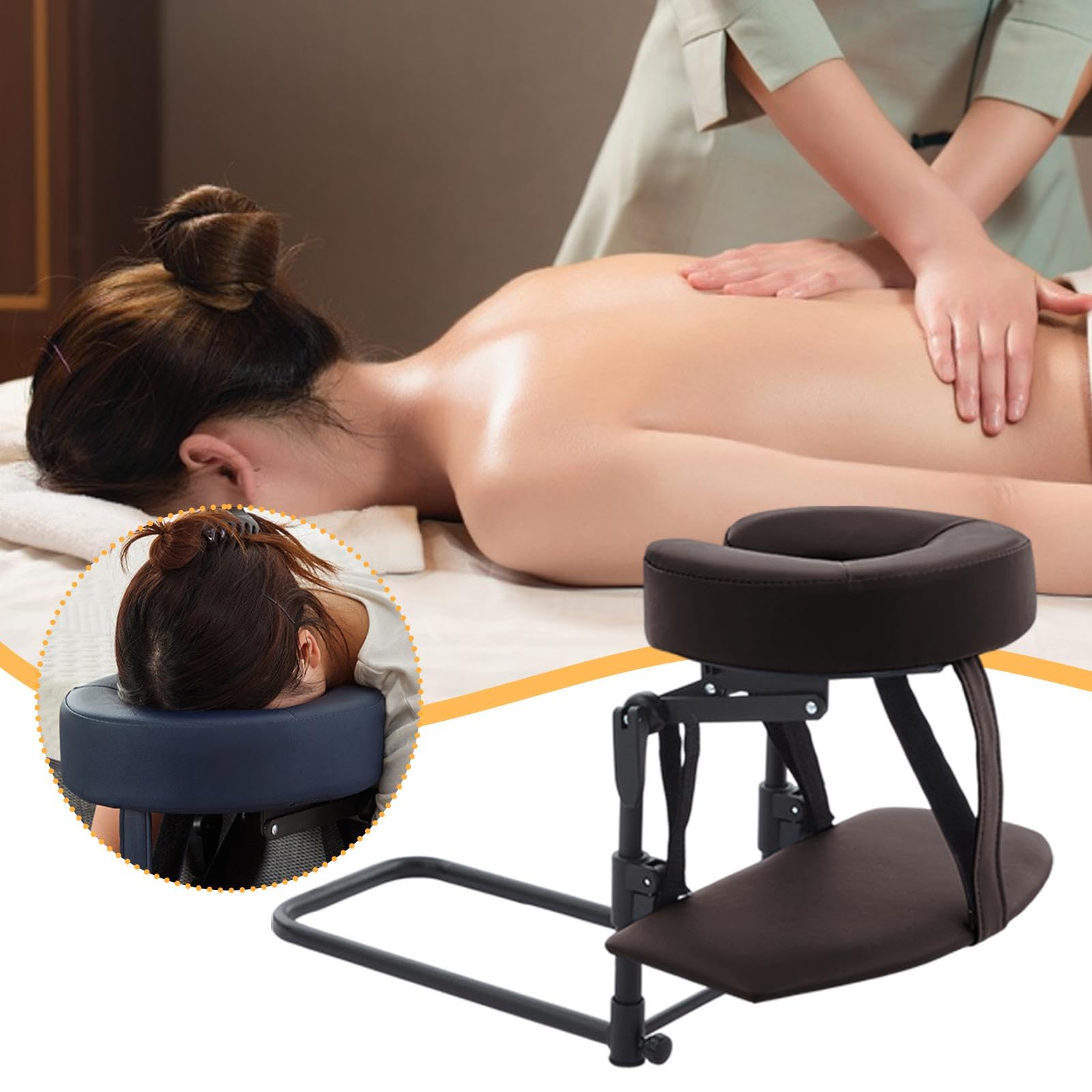 Kit de Masaje para Colchón de Escritorio y Hogar, Reposacabezas de Masaje Altura Ajustable, Multifunción Cojín de Relajación Facial para Cama de Belleza, CafÉ