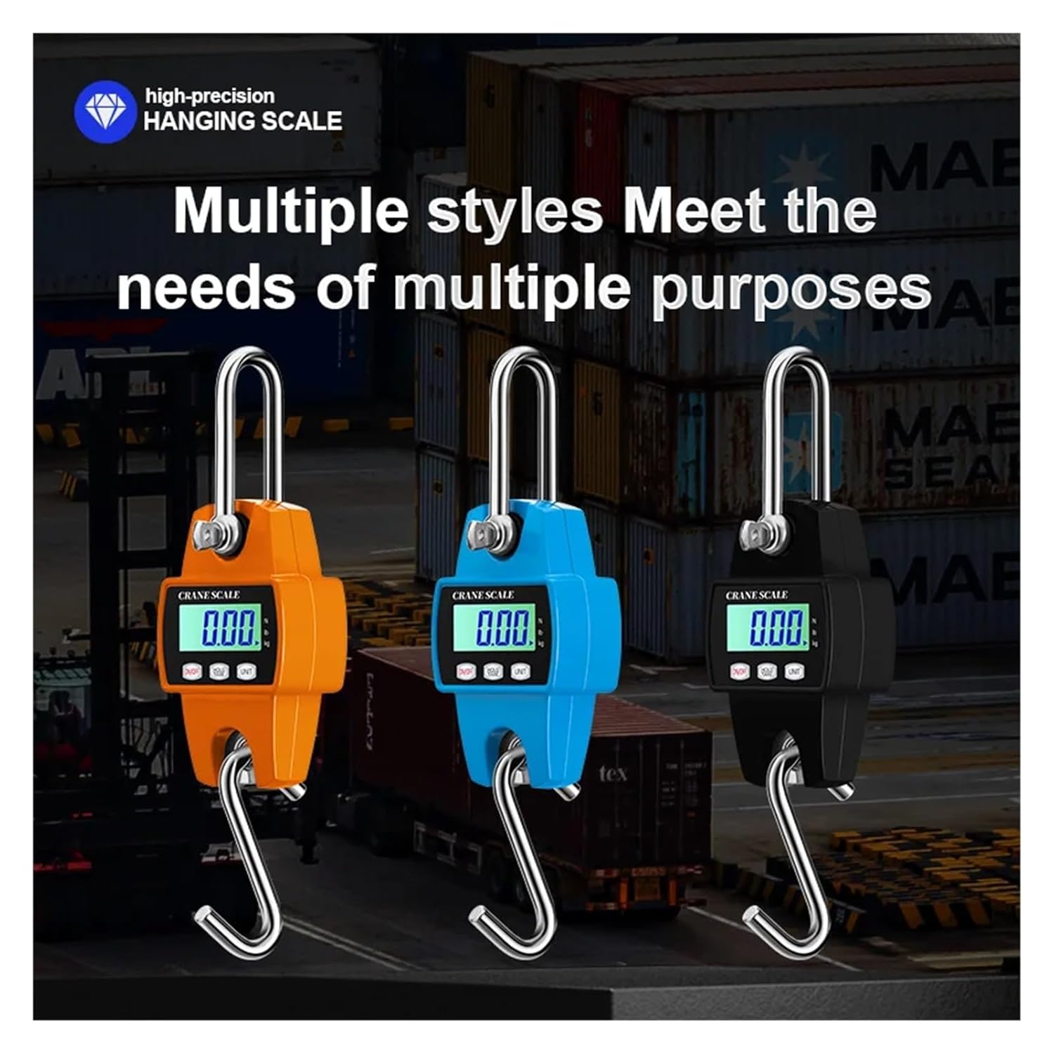 Hanging Scale Luggage Scales Digital Crane Fishing,High Precision Portable Electronic Stainless Steel Hook LCD