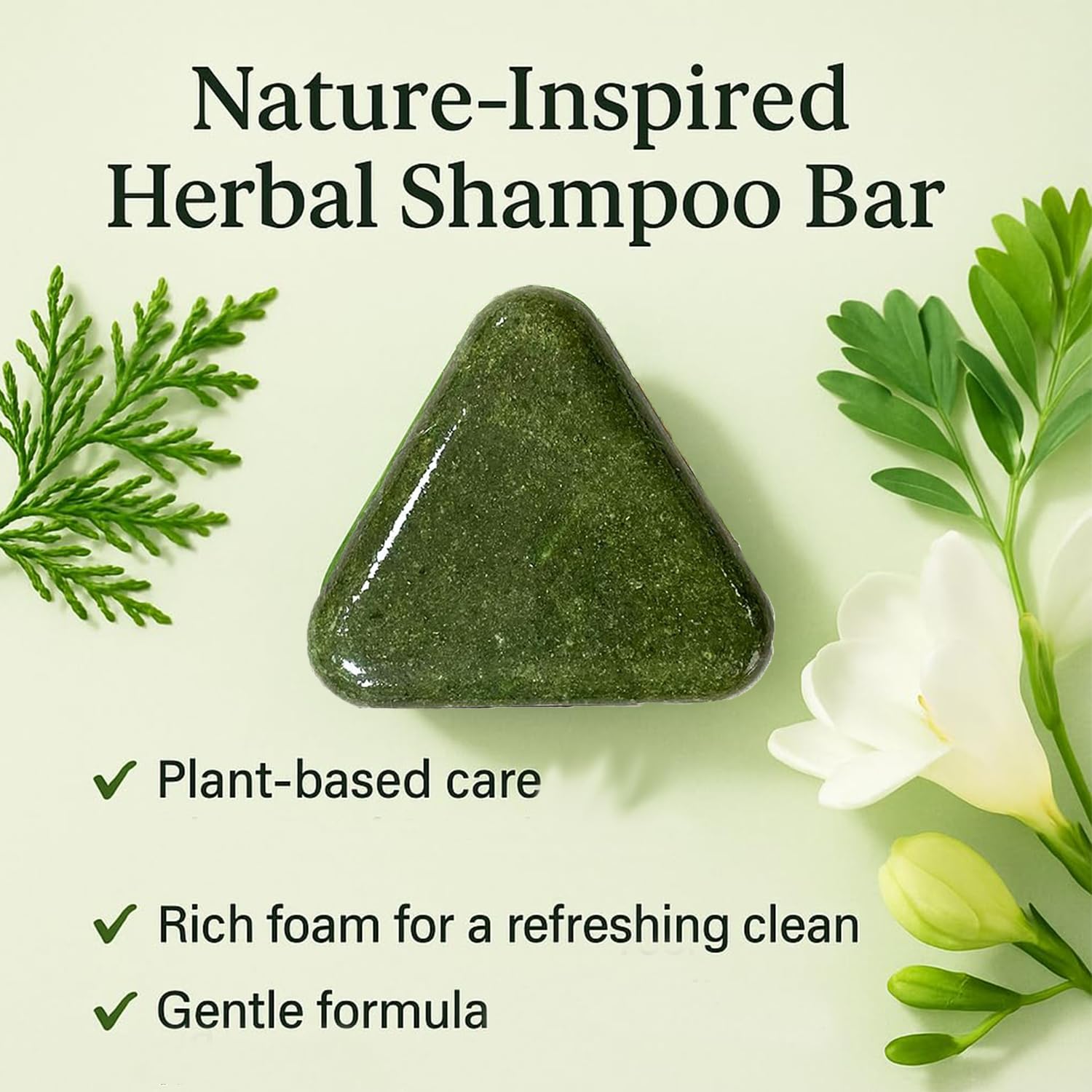 Rosemary Solid Shampoo Bar, Hair Soap Nature Triangle Shampoo Bar, Strengthening Gentle Herbal Hair Care, Hydrating & Scalp-Friendly, Conditioner Bars for All Hair Types (1pc)