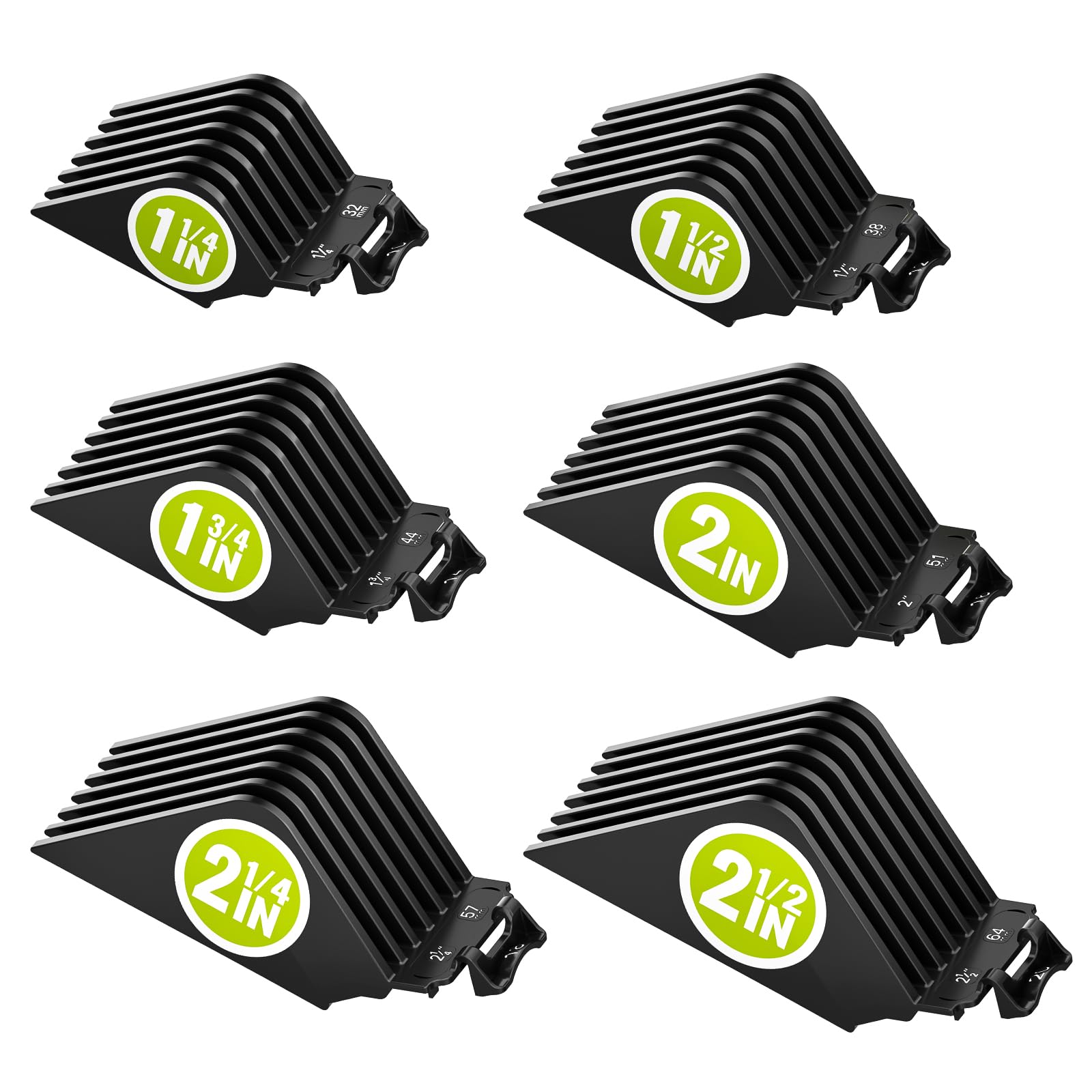 Clipper Guards 3,2 cm, 3,8 cm, 4,4 cm, 5,1 cm, 5,7 cm und 6,3 cm, kompatibel mit den meisten Haarschneidemaschinen, extra lange professionelle Haarschneidekämme, Führungen 10, 12, 14, 16, 18, 20