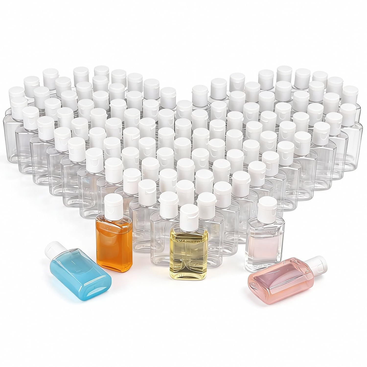 KUKLIPJIM 150 Pack 1 oz Plastic Travel Bottles with Flip Cap, Clear Empty Bottles for Lotion and Cream, Travel-Friendly Flip Top Bottle, BPA-Free for