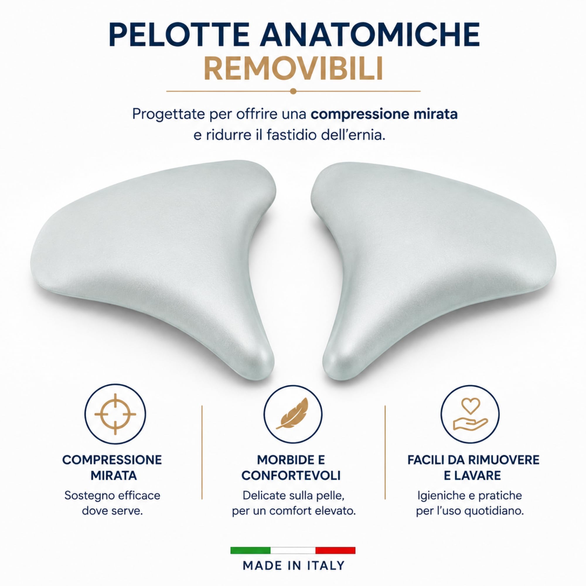 Kefrell Cinto Erniario Inguinale Regolabile, Fascia Contenitiva Ortopedica 5 cm, Tessuto Elastico Ipoallergenico, Compressore a Velcro Removibile, Supporto Post Operatorio, Made in Italy (100)