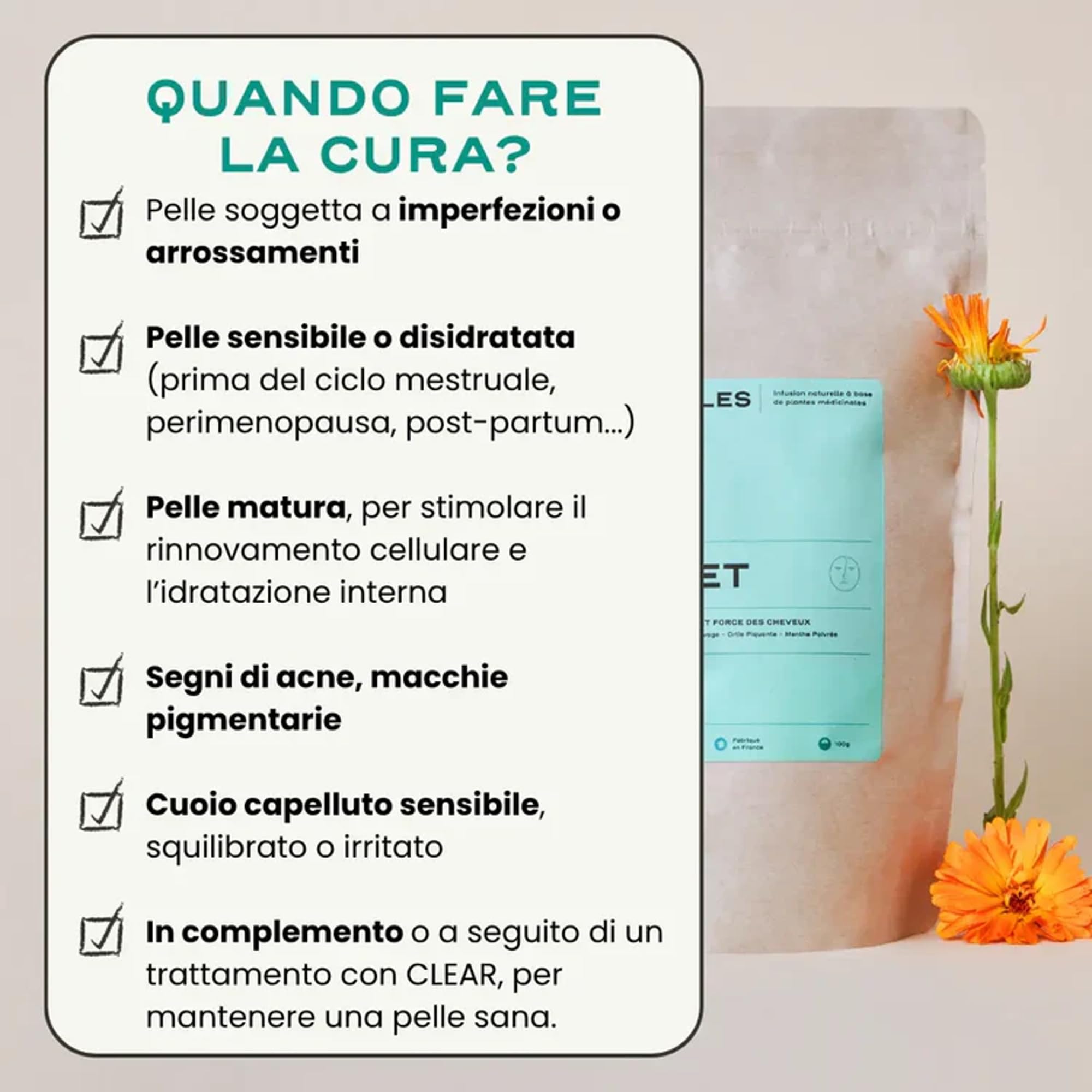 Circles RESET Infusione Bellezza Pelle & Capelli 100g | Equiseto Ortica Calendula Viola del Pensiero | Anti-Età | 100% Naturale Vegan | Made in France