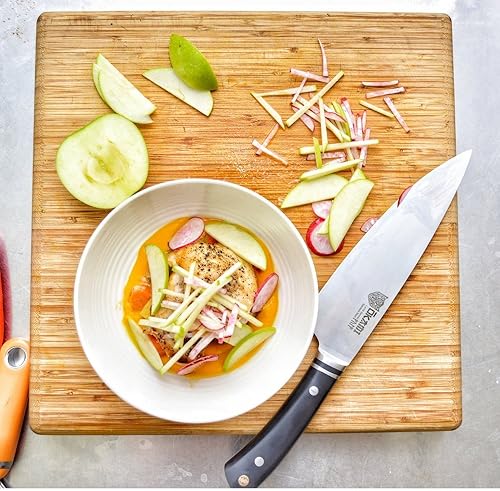 Miniatura 3 de OKAMI - Cuchillo de chef de 8 pulgadas, serie Asgard, acero inoxidable alemán profesional, extraafilado, espiga completa, pulido de espejo, con