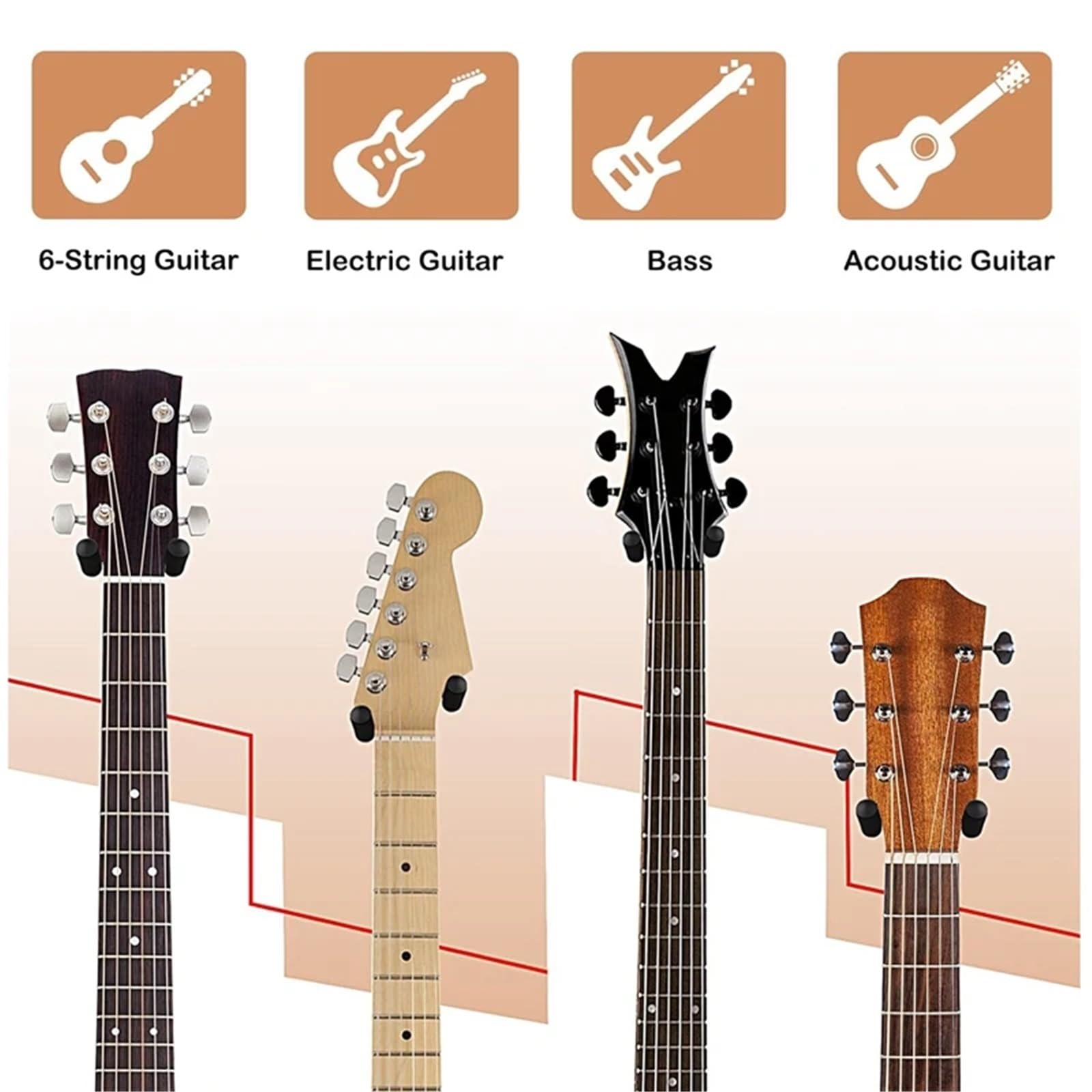 Supporto da parete for chitarra, 4 pezzi, gancio for a forma di U, supporto for acustica, elettrica, basso Per Guitarra