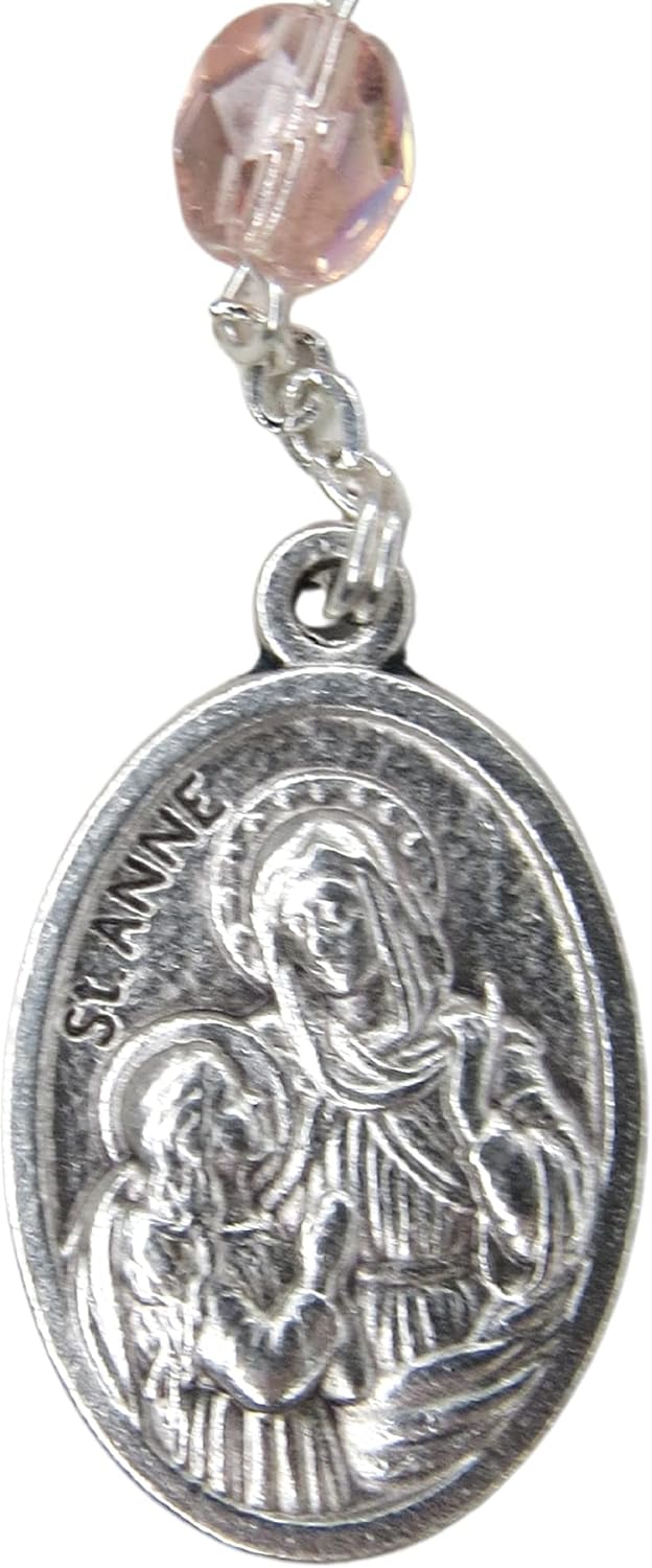 Needzo Pocket Prayers and Rosaries, Saint Therese Chaplet with Pink Clear Crystal Beads and Silver Tone Medal, Catholic Prayer Card and Rosary Gift Set, 5.75 Inches