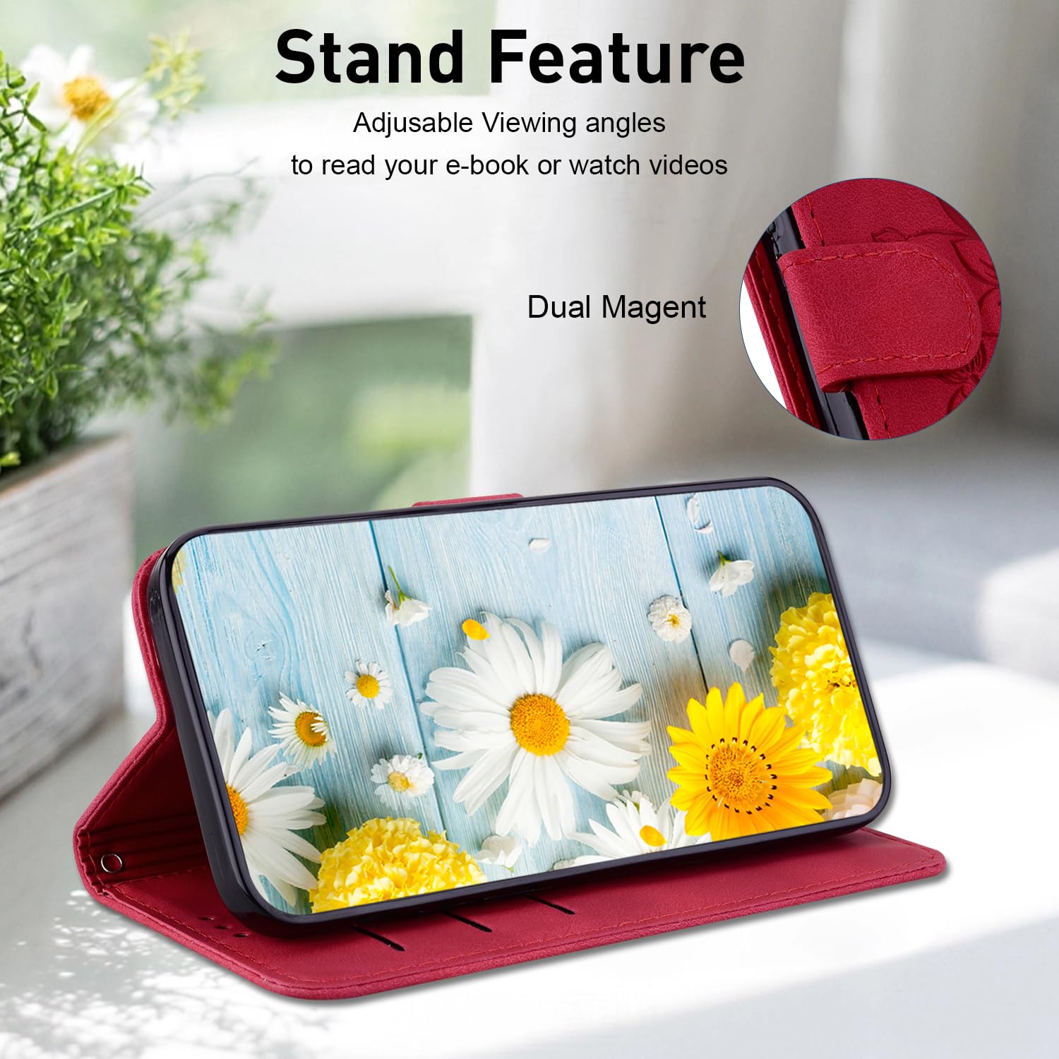 Rosbtib Case for Motorola Edge 50 Ultra 5G Case PU Leather with Card Slot Stand Function Magnetic Flip Case for Moto Edge 50 Ultra 5G 6.7 inch 2024 - Image 4