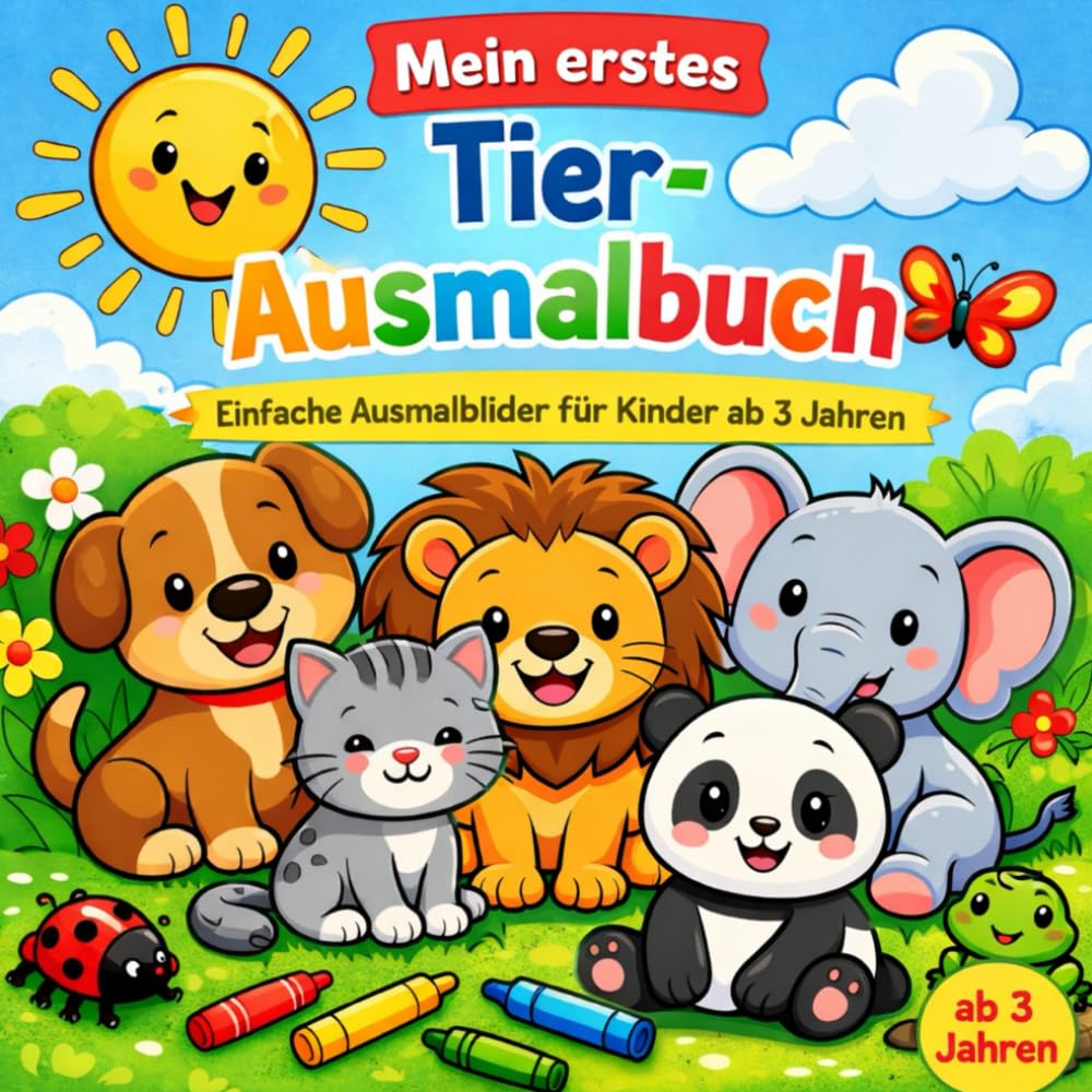 Mein erstes Tier-Ausmalbuch: Einfache Ausmalbilder für Kinder ab 3 Jahren