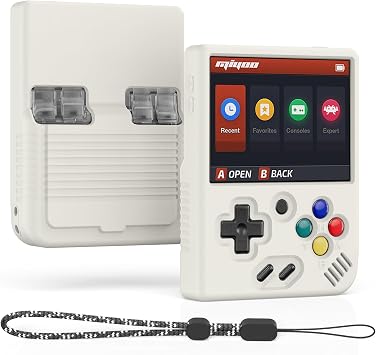 Miyoo Mini Plus Accessories, Soft [Anti-Slip] [Shock Proof] Customized Protective Case for Miyoo Mini Plus with Lanyard-Off-White