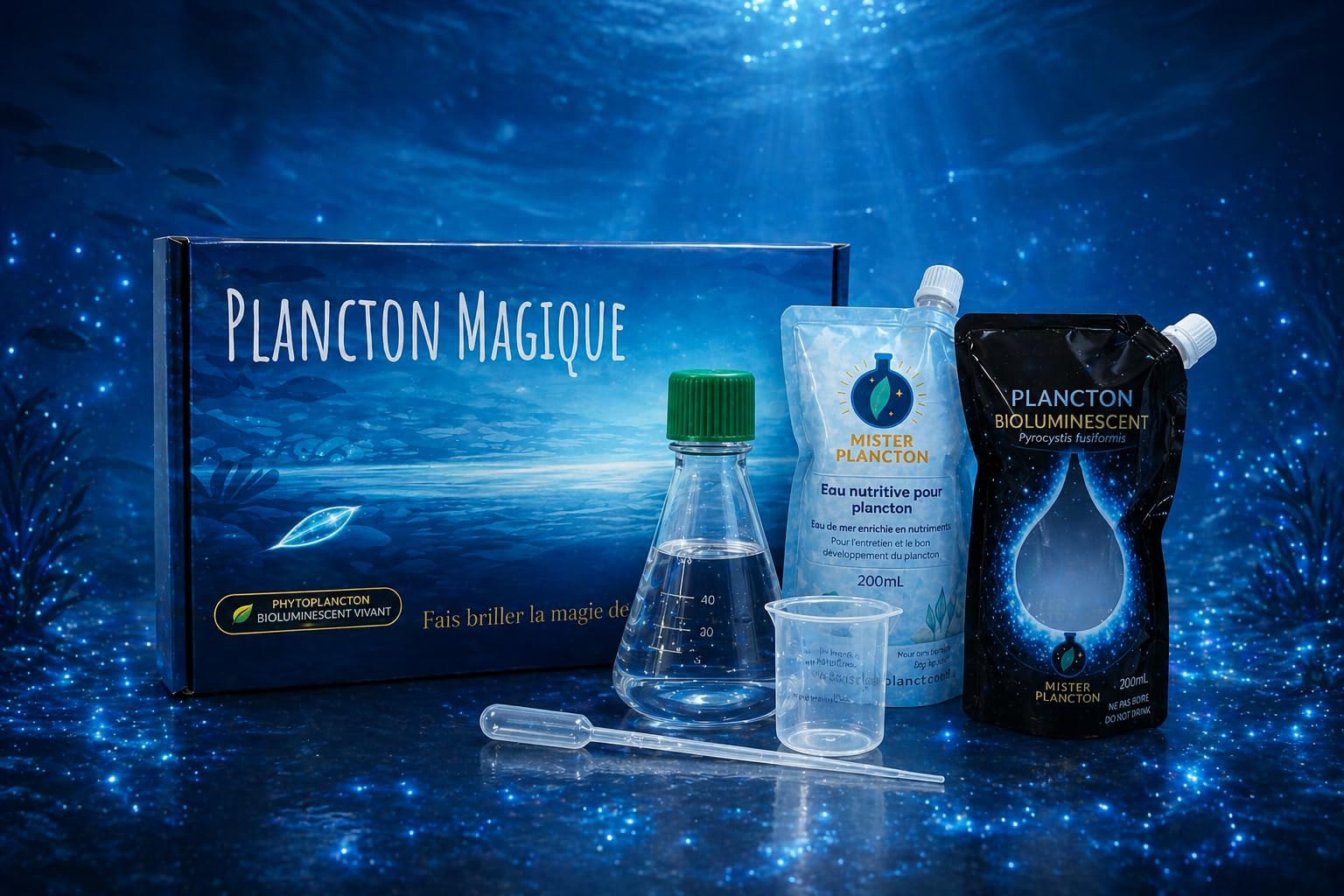 Plancton Bioluminescent Vivant – Culture Lumineuse à Observer | Kit Expérience Scientifique Enfant | Activité Éducative Maison | Cadeau Original