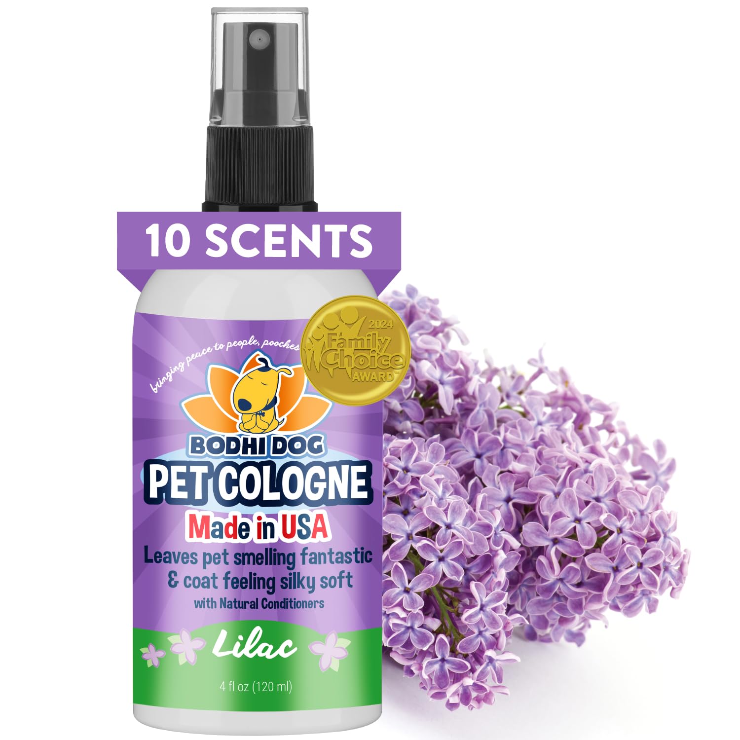 Natural Dog Cologne (Lilac) - Premium Scented Deodorizing Pet Perfume with Conditioner for Dogs & Cats - Keeps Pets Fresh & Clean - Gentle and Safe Formula, Made in USA (4 Fl Oz)