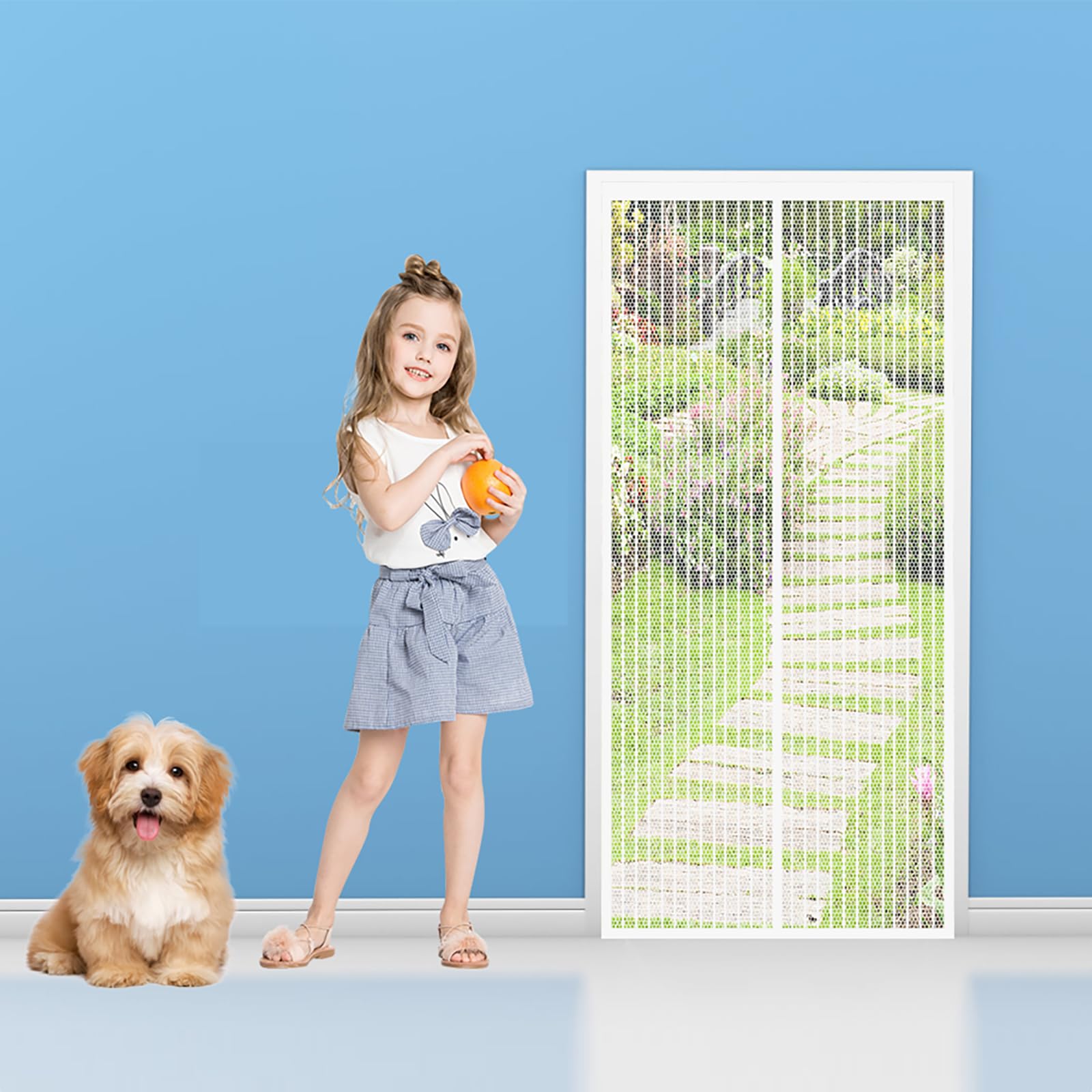 Moustiquaire fenêtre magnétique 80x236 cm blanc pour porte