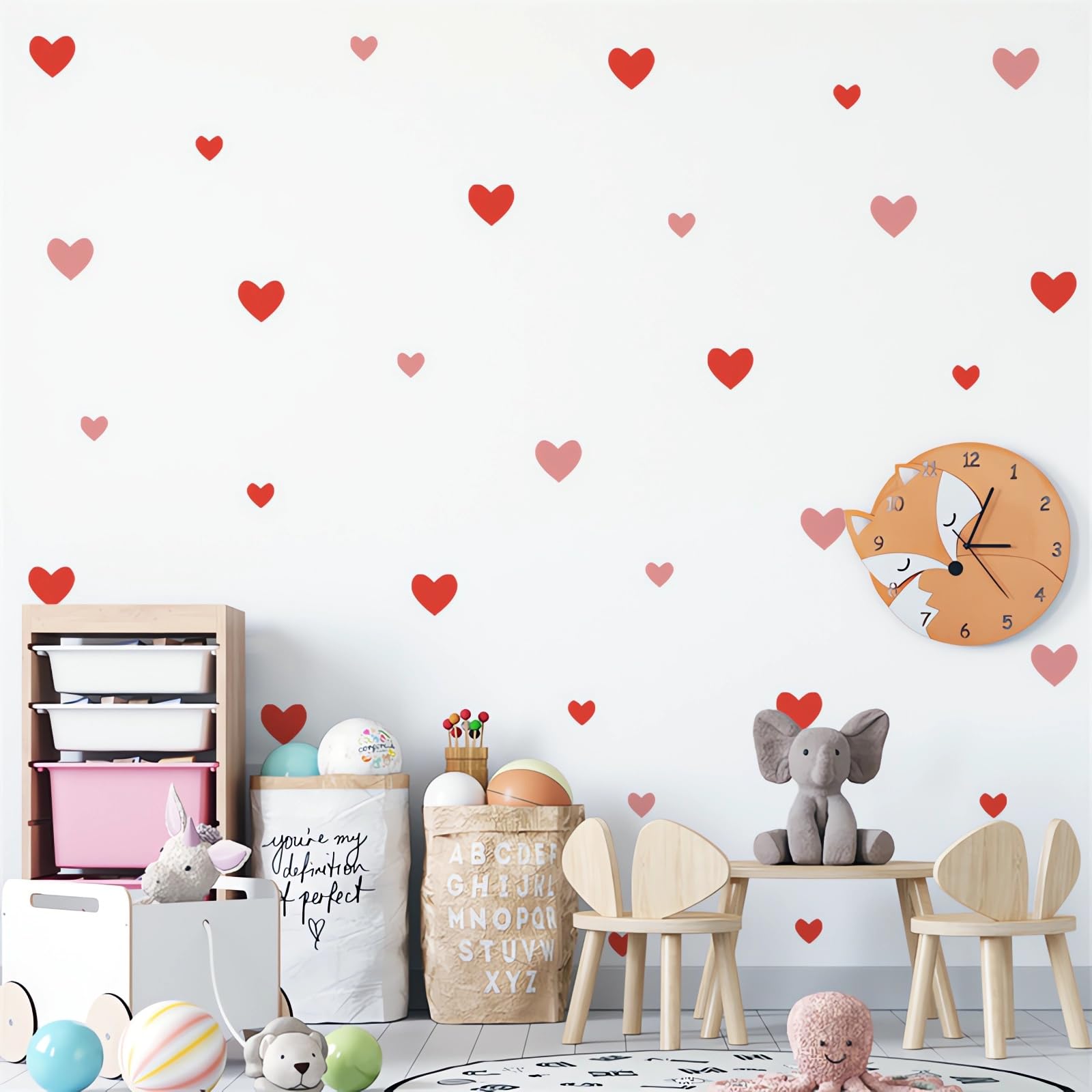 6 Sheets Small Love Pattern Wall Stickers (396 Pcs) - Removable Vinyl Decals For Nursery, Bedroom, Living Room DIY Decor
