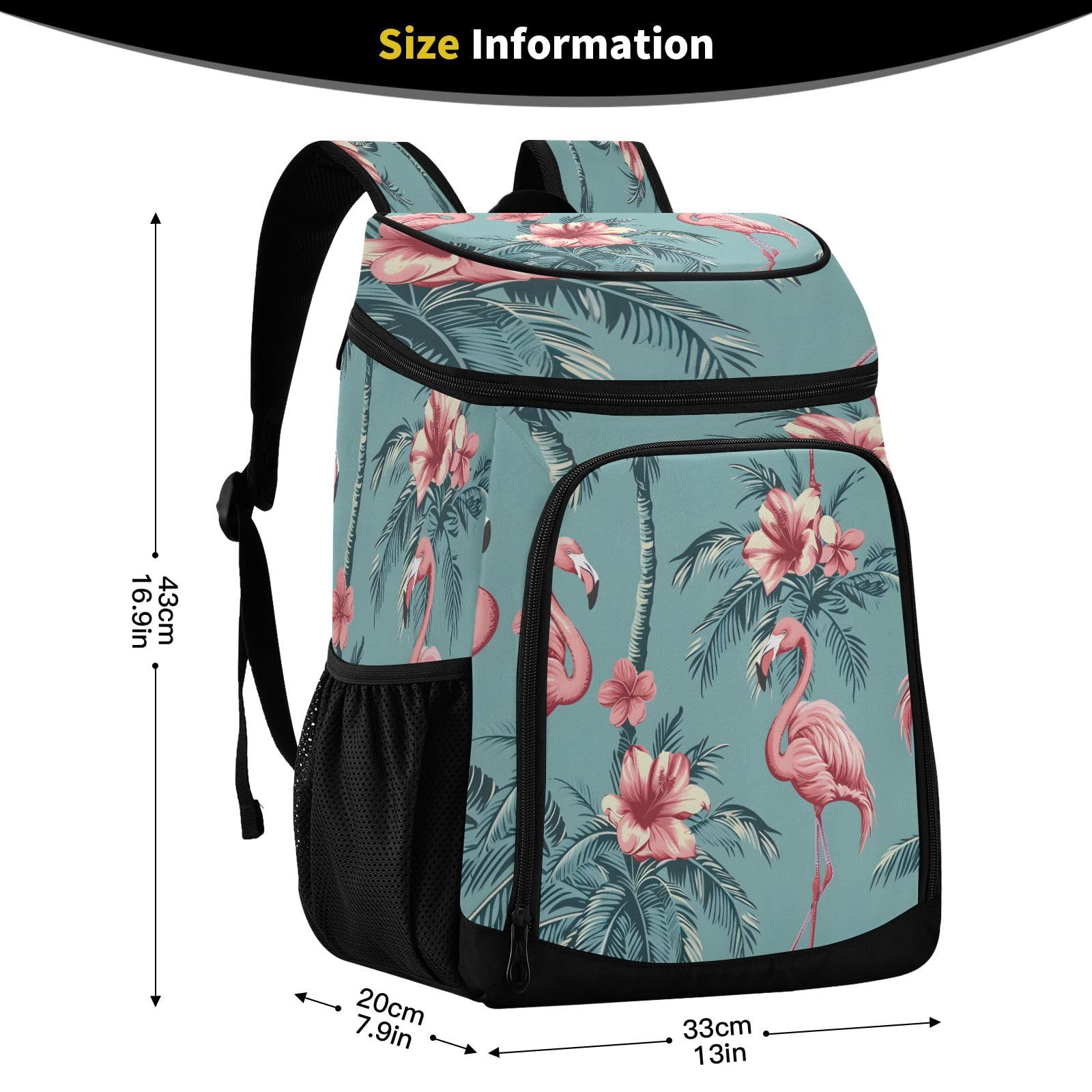Flamingo floral lightweight backpack nEW Amazon.com: Pink Flamingo Palm Tree Flowers Cooler Backpack  main image 2