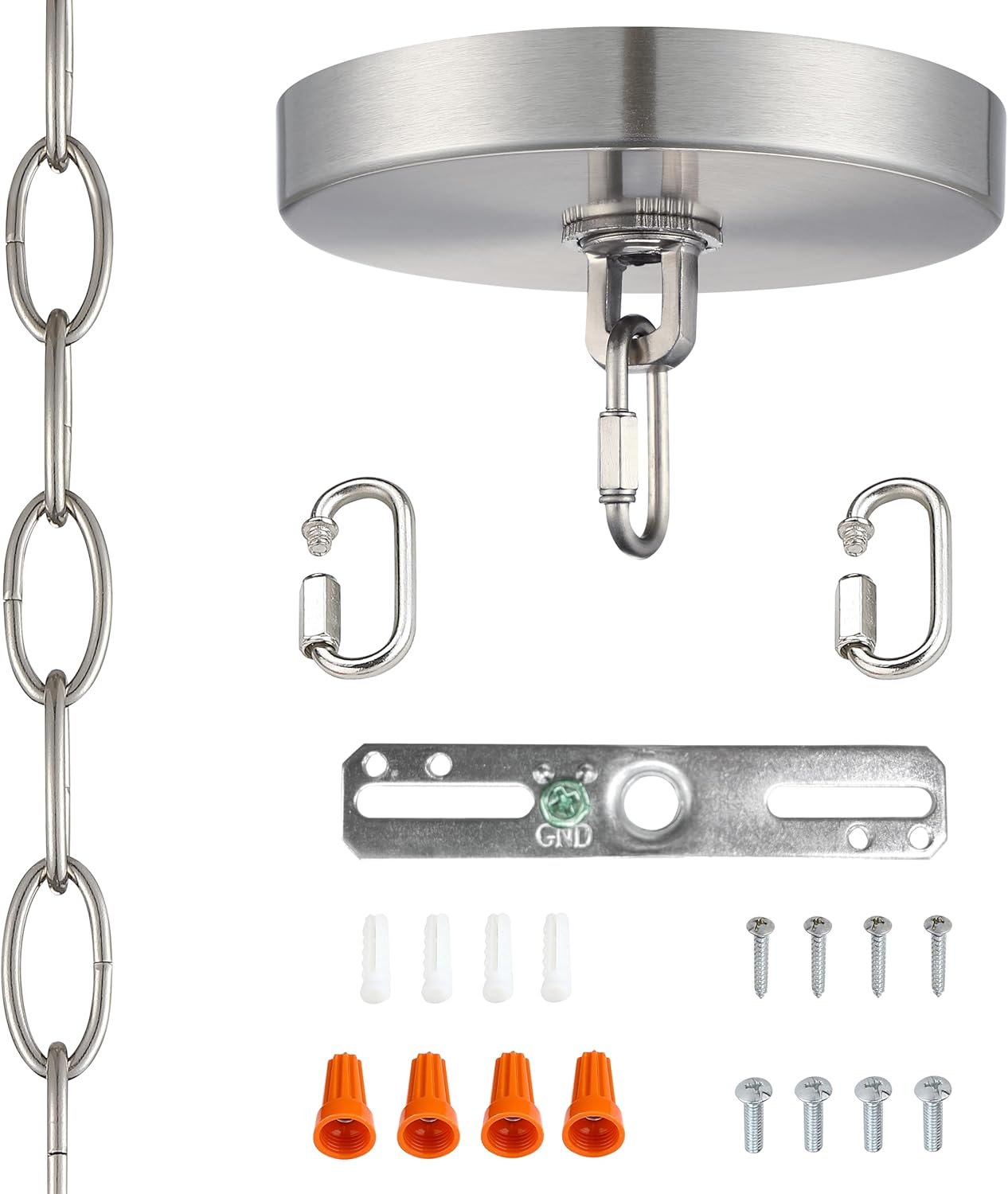 Replacement 5.1 Inch Light Canopy Kit 48 Inches Chain,Brushed Nickel Finish Replacement Cover Plate 1 Pack for Chandelier,Pendant Light,Swag Light,Ceiling Fan,Flower Basket