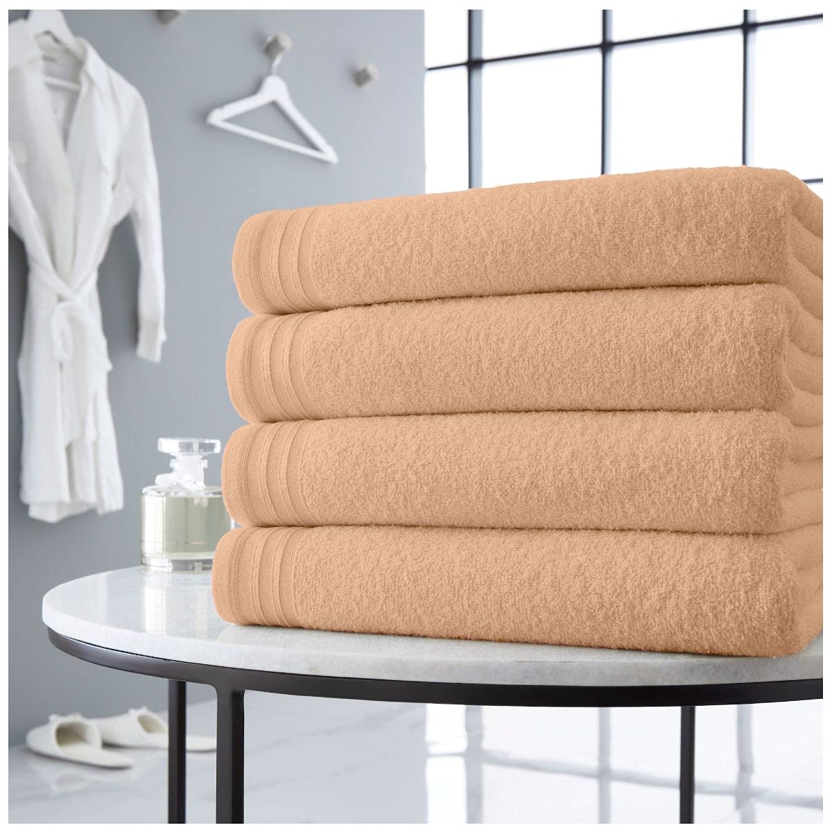 Gc Gaveno Cavailia Peach Premium 4 Pack Wilsford Bath Sheet 450 Gsm Super Soft Absorbent Egyprian Cotton Sheets Set, 75X135 Cm,