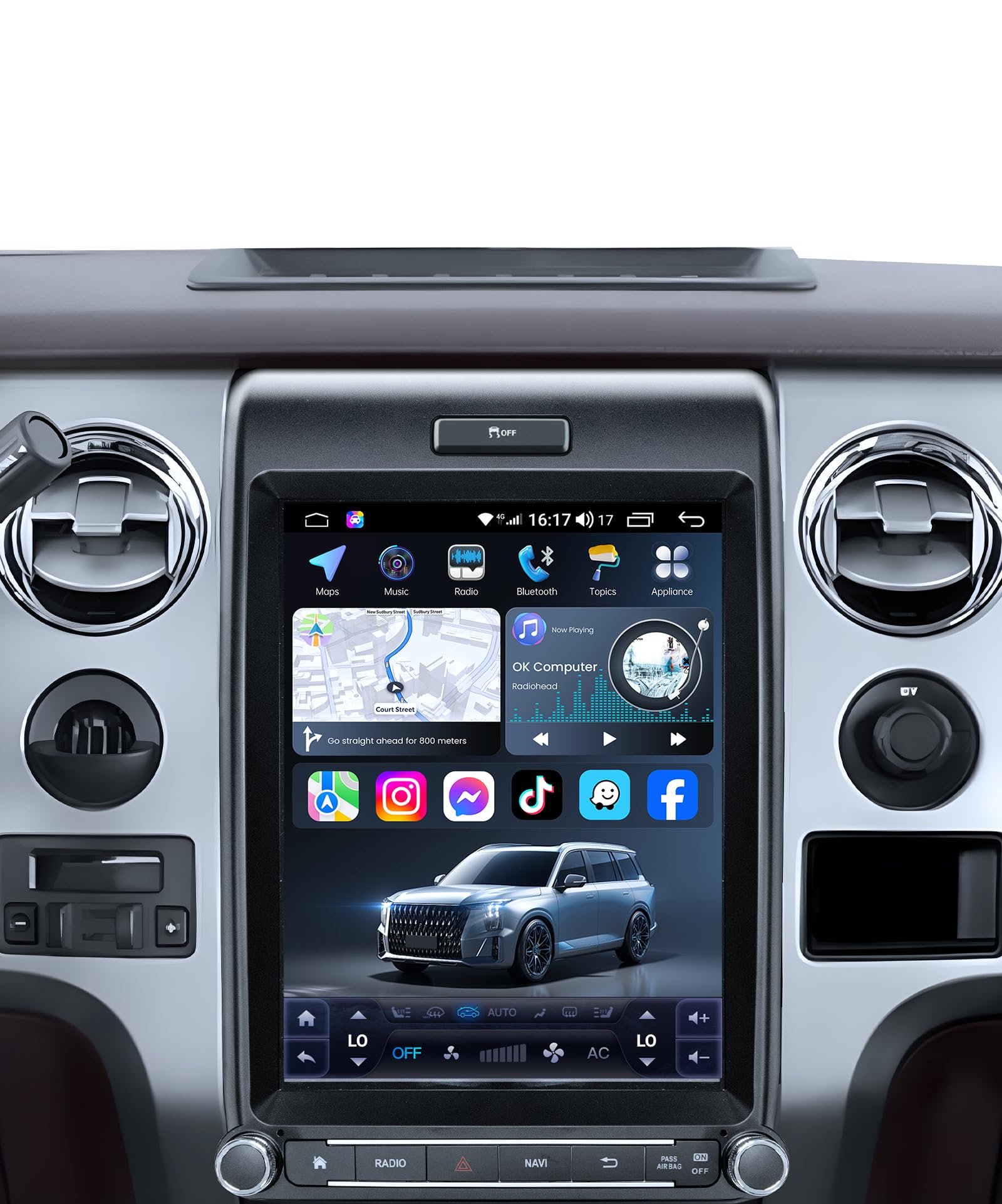 for 2013 2014 Ford F150 Radio: [8Core 4G+64G] 12.1'' Touchscreen Stereo with Wireless Carplay Android Auto 5G WiFi GPS Navigation Bluetooth FM AM RDS