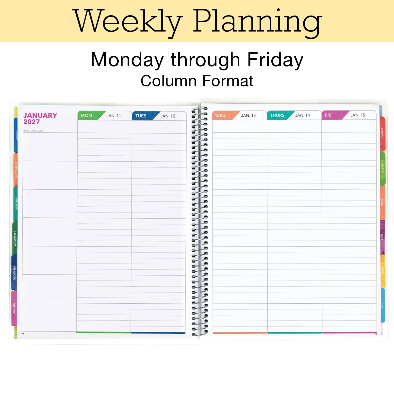 Lite-Lehrer-Planer: August 2026 - Juli 2027, 21,6 x 27,9 cm, täglicher, wöchentlicher und monatlicher Organizer, enthält 7 Perioden, datierten Kalender, Seitenregister, Lesezeichen und