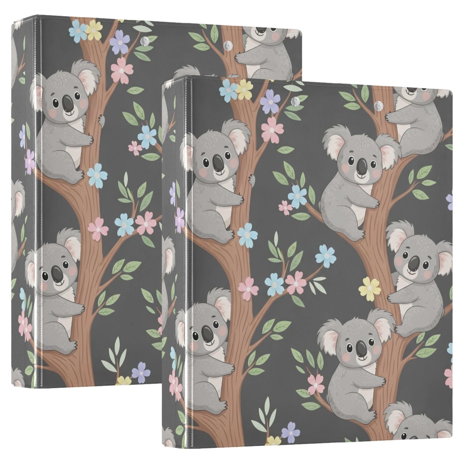 Raccoglitore a 3 anelli con motivo koala, con portablocco, confezione da 2