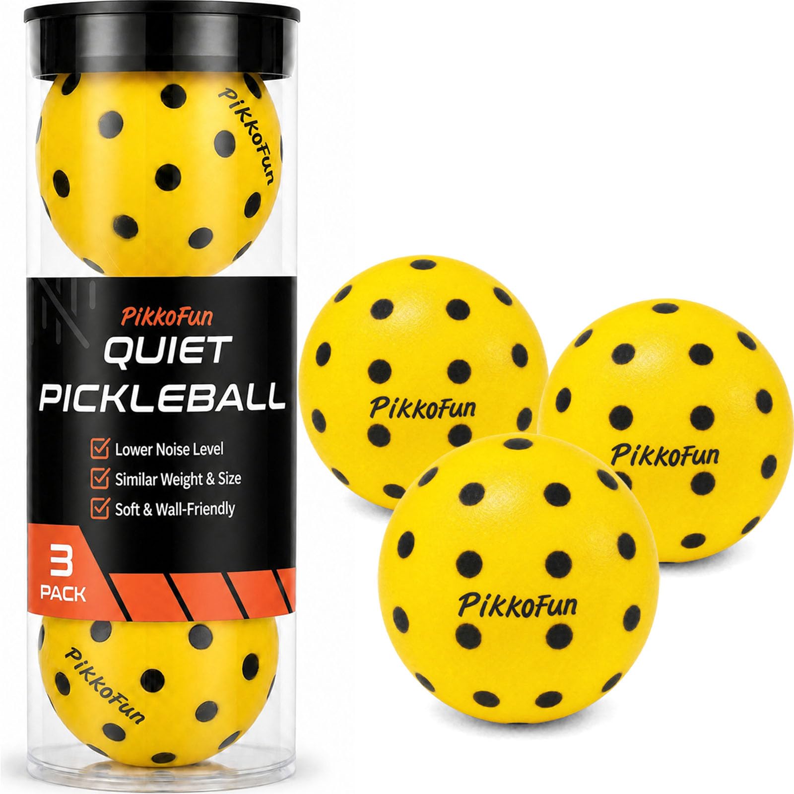 Quiet Pickleball Balls, 3-Pack Foam Practice Balls