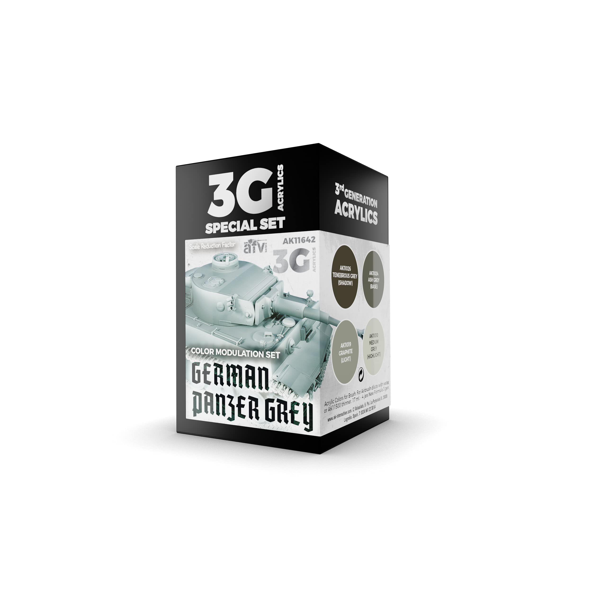 Ak Interactive Grey 3G Acrylic Paint Set - German Panzer Color Modulation Set (Ak11642)