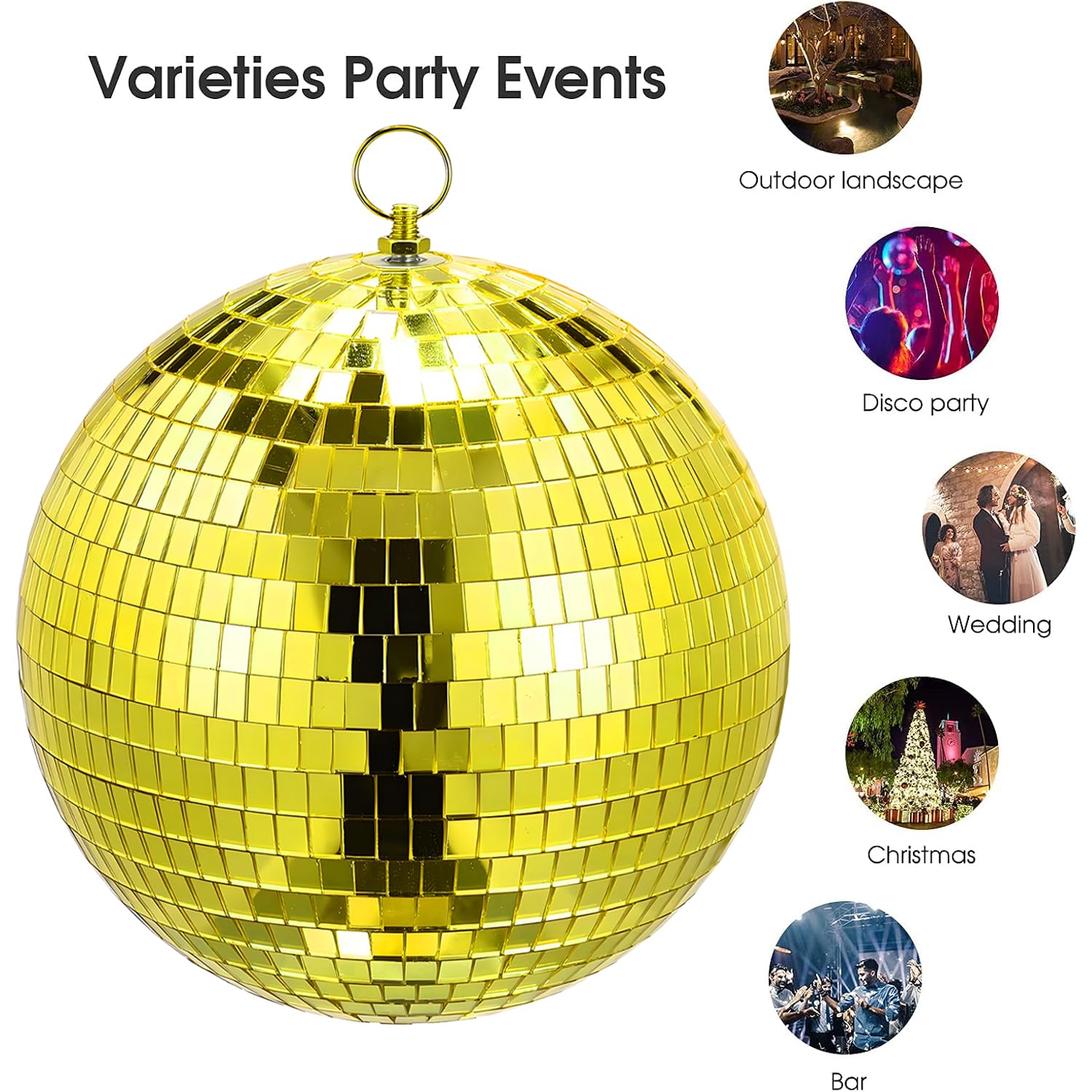 Boule disco à suspendre - 25 cm - Avec mini miroir autocollant et crochet - Idéale pour les fêtes ou les DJ