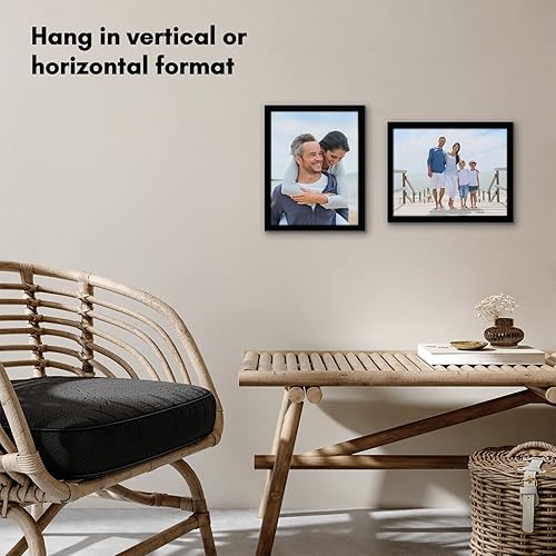 Miniatura 6 de Americanflat Marco de fotos negro de 10 x 13 pulgadas, marco de fotos de madera de ingeniería con vidrio inastillable, accesorios para colgar y