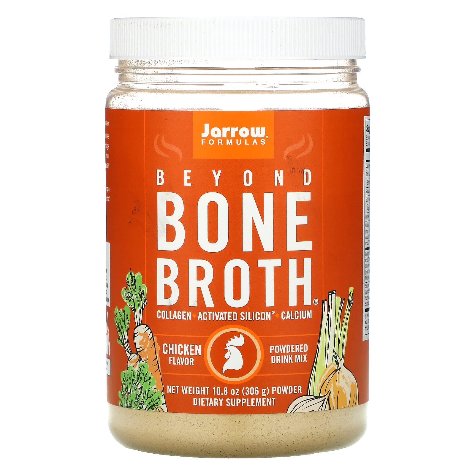 Jarrow Formulas Beyond Bone Broth, Chicken Flavor - 10.8 oz Powdered Mix - Nutritional Take on Traditional Bone Broth - Supplies Collagen, Activated Silicon & Calcium - Approx. 17 Servings