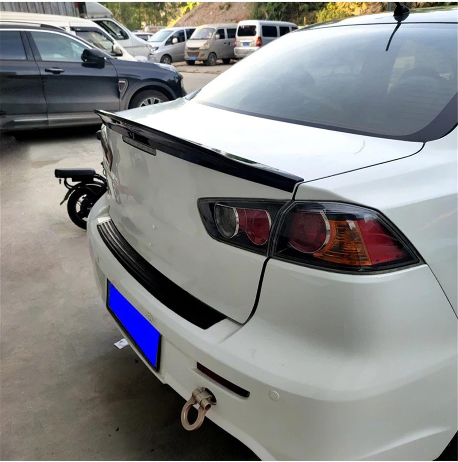 Dla M&ITSUBISHI Dla Lancer EX Evo 2009-2016 Lotka Tylny Spoiler Bagażnika Skrzydło Na Klapie Akcesorium Dekoracyjne Spojler Tylny Trunk Wing(Glossy Black)