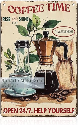 Miniatura 7 de Letrero de metal de café fresco, arte de pared retro para el hogar, cocina, cafetería, oficina, decoración de 8 x 12 pulgadas Café4,Café6,Perro