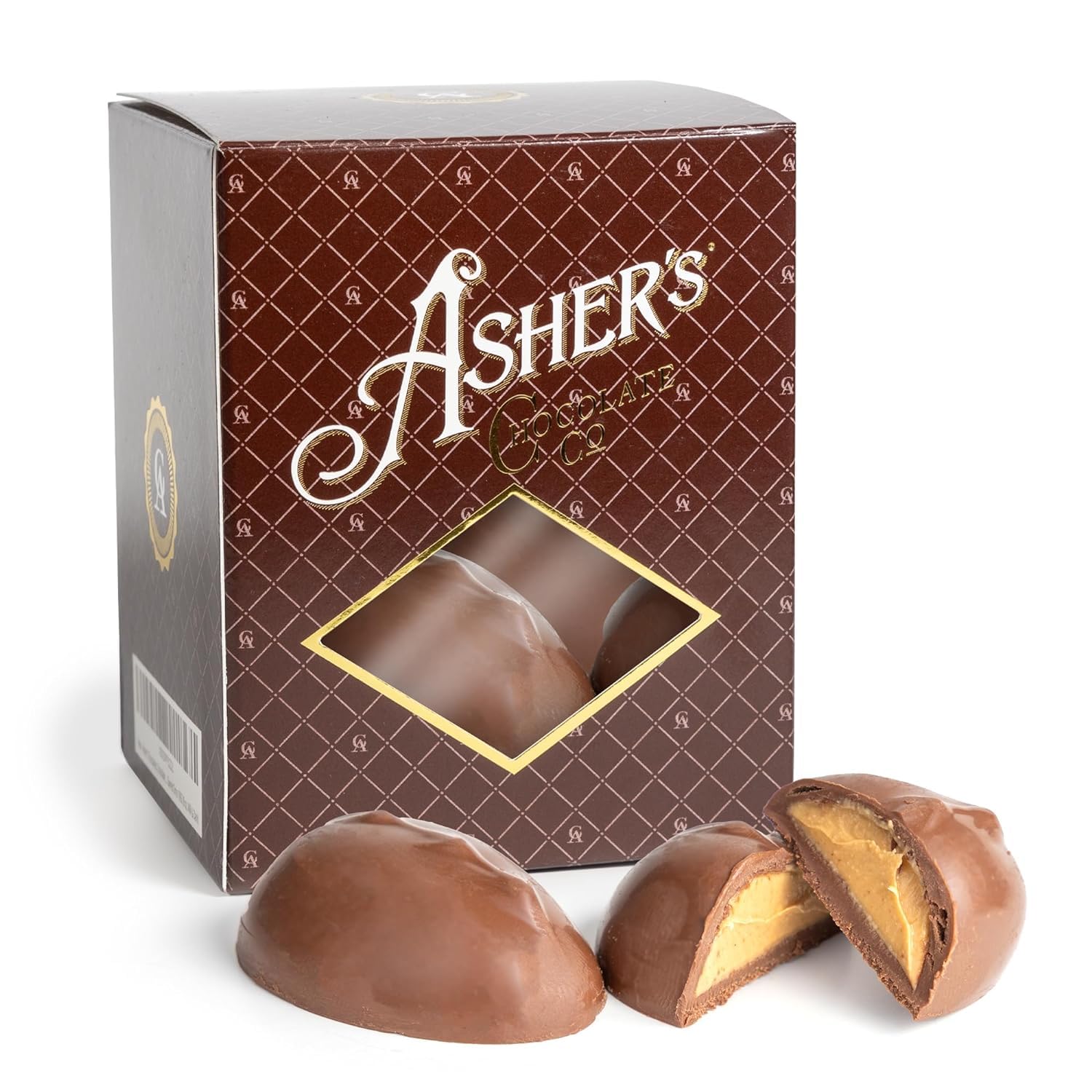 Asher's Chocolates, Sugar Free Milk Chocolate Eggs, Small Batches of Kosher Chocolate, Family Owned Since 1892, 13 Individually Wrapped Chocolate Eggs (13 Count, Sugar Free Peanut Butter)