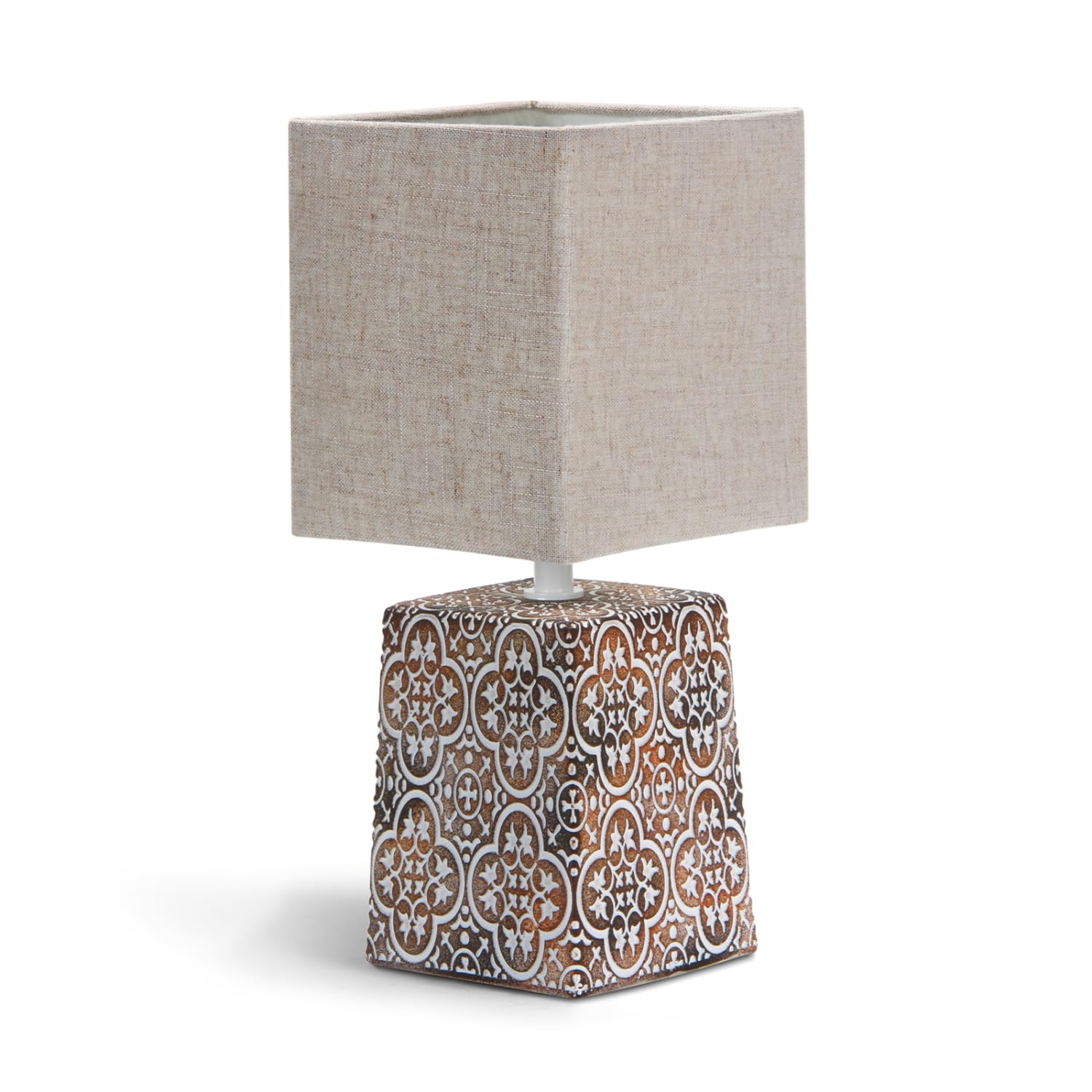Aigostar 197056 - Lámpara de Cerámica, Lámpara de Mesa E14, LED Luz Mesita de Noche, Pantalla de Tela, Lámpara Escritorio Diseño Clasico Vintage para Dormitorio, Estudio, Salon etc