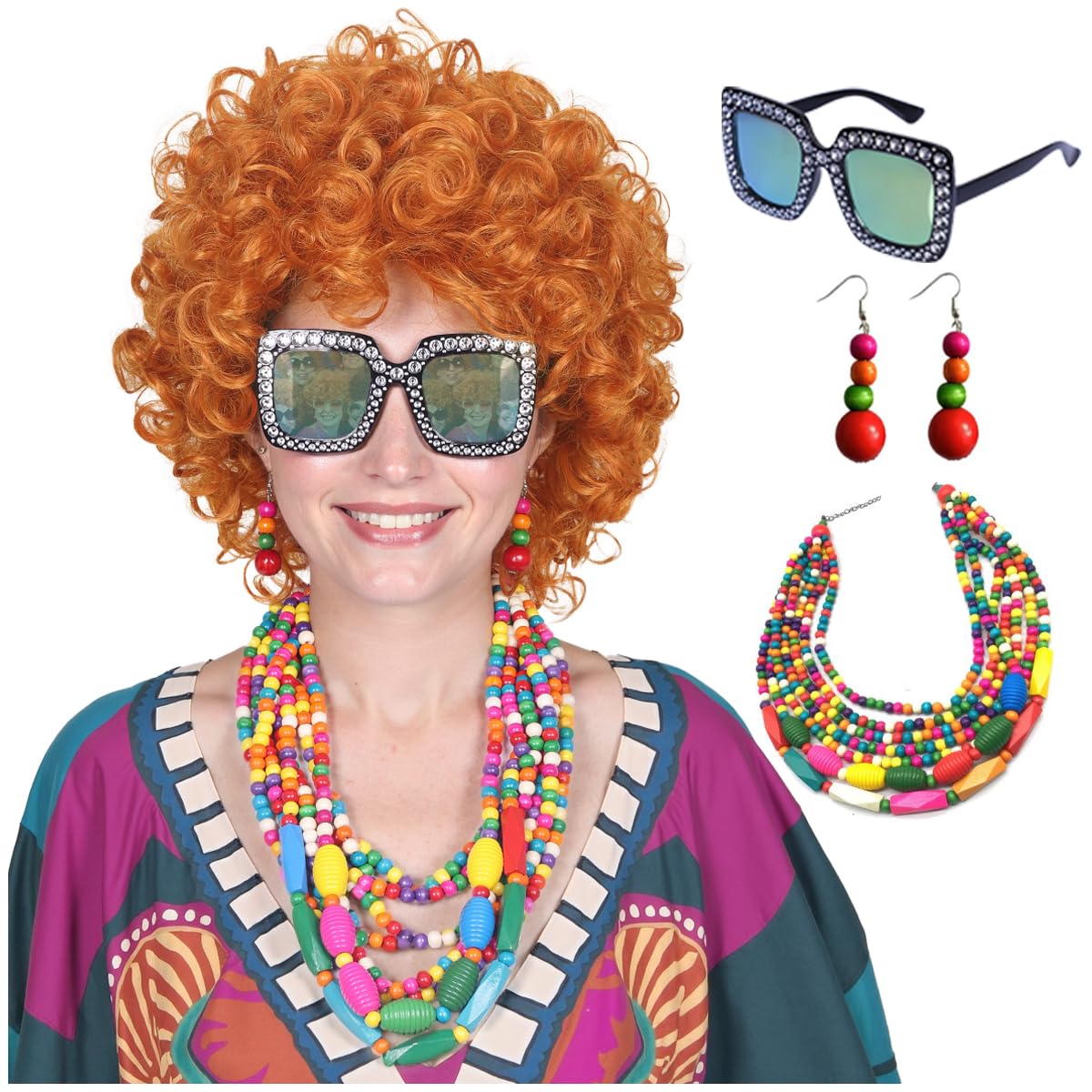 Photo 1 of ColorGround Short Curly Orange Red Wig