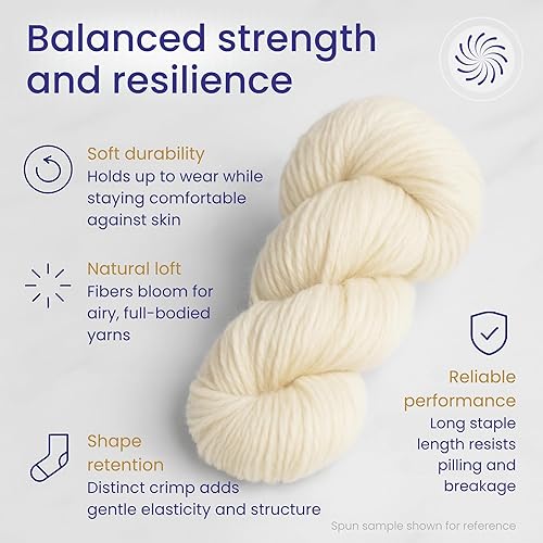 Miniatura 3 de Revolution Fibers Corriedale Wool Roving 1 lb (16 onzas) para hilar, hilo suave y grueso jumbo para manta de tejer con brazos, hilo de lana 100%