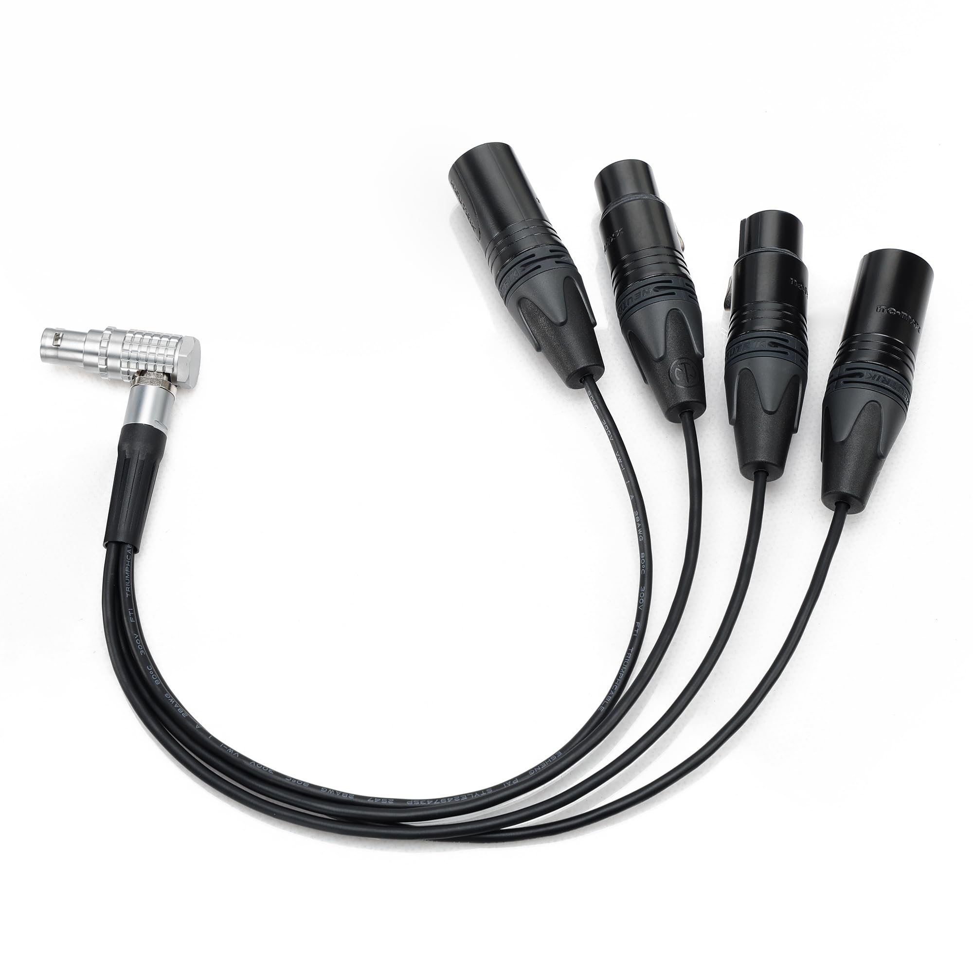 Audio-Eingangskabel, 10-poliger Stecker auf 4 XLR, für Atomos Shogun Inferno Monitor-Recorder (rechtwinkliges Kabel)