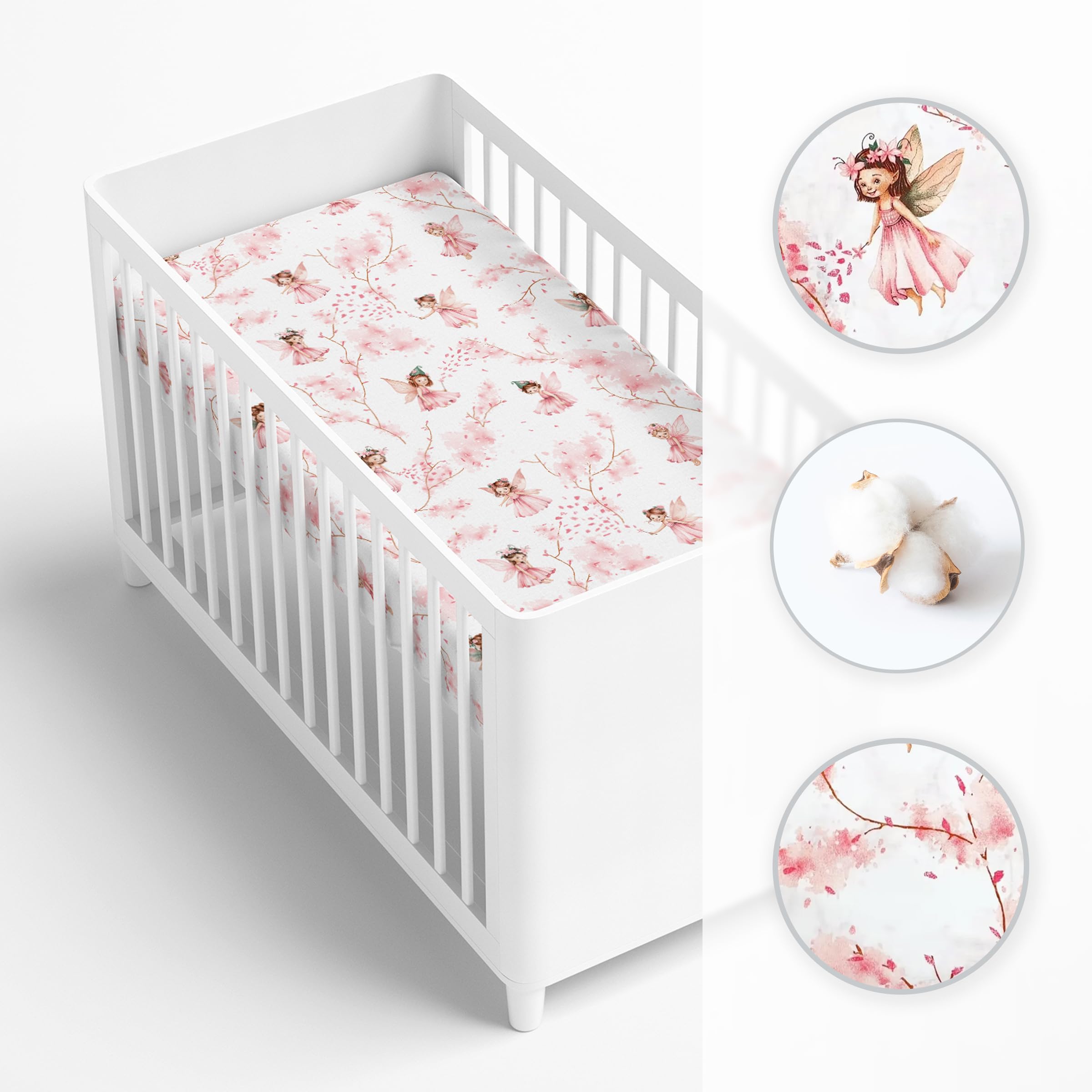 Baby Comfort 100% Cotton Fitted Sheet to fit 100x50 cm Baby Mini Cot (Fairies) - Image 3