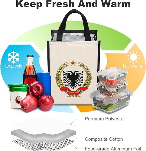 Miniatura 4 de Albanian Eagle - Bolsas de almuerzo para mujeres y hombres, lonchera aislada, bolsa reutilizable para oficina en casa