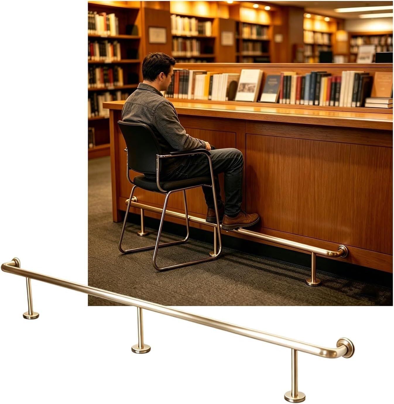 Epano Champagne Gold Lxxw Bar Foot Rail Bar Foot Rail Kit，Bar Heavy Duty Bars Feet Rest For Restaurant Kitchen Library(,3.8M/12.47Ft)
