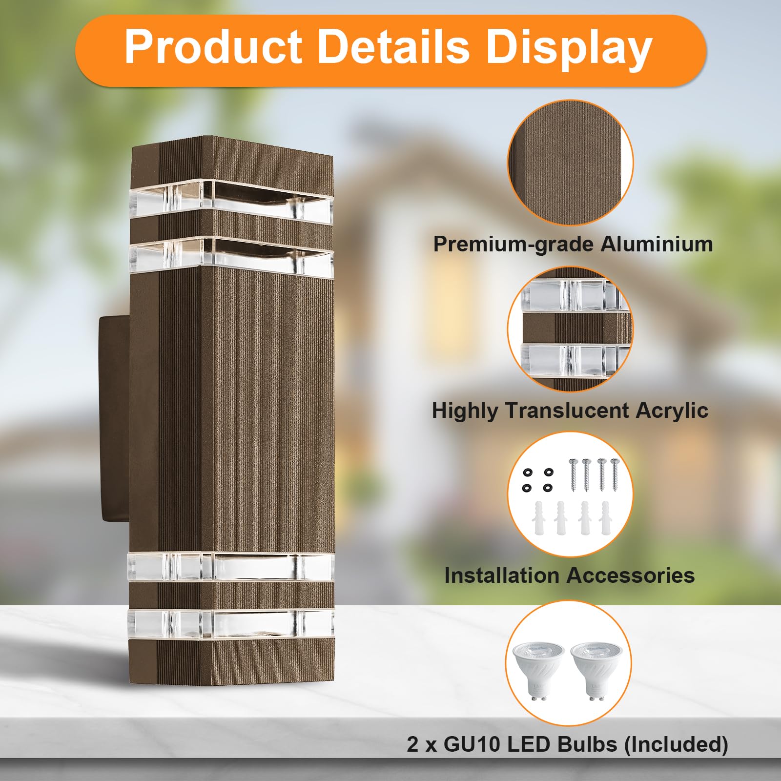CELAVY Outdoor Wall Lights Mains Powered Outside Up Down Lights, IP65 LED Porch Front Door Light - Image 3