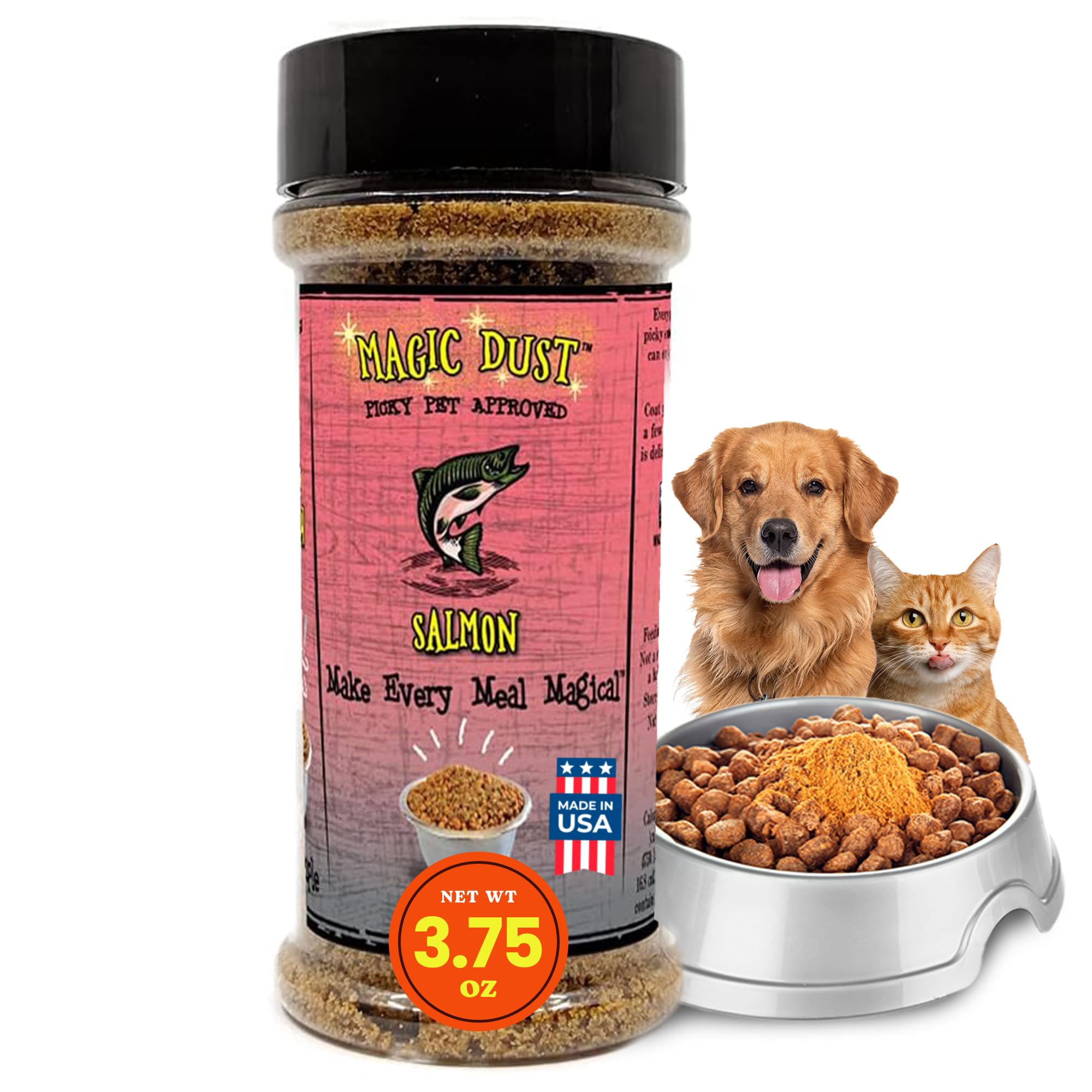 Wild Meadow Farms - Magic Dust Salmon Jerky Topper, Single Protein Pet Food Topper for Dogs & Cats, Enhance Flavor & Elevate Mealtime Excitement for