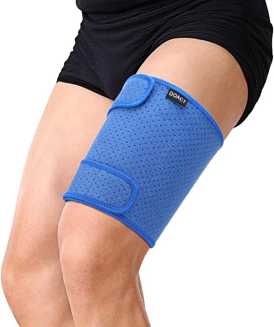 Thigh Support Adjustable Thigh Brace, Hamstring Wrap For Sprains Strains Quadriceps Pulled Muscles Sports Injury Recovery and Rehab Breathable Non Slip Strap