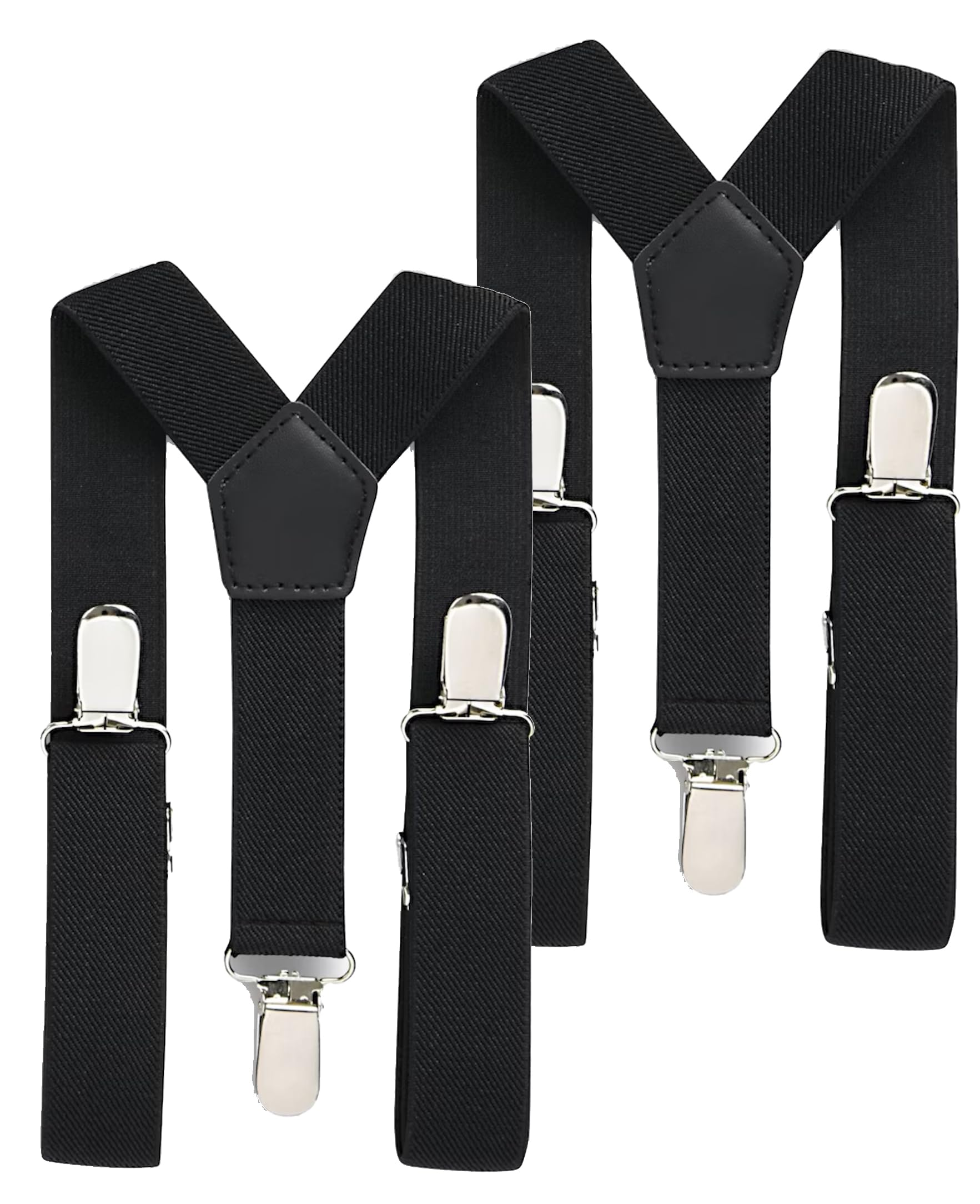 N'Ice Caps Kids Adjustable Suspenders 2-Pack Boys Girls Black (Black/Black - Pack, 7-14 Years (29