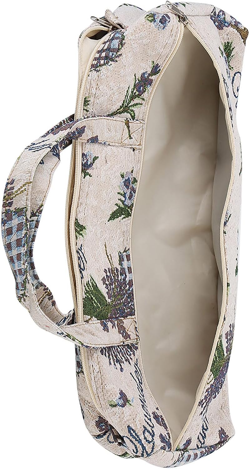 SUNGOOYUE Knitting Needle Storage Bag Cotton Linen Knitting Bag 40 X 14 X 14 Cm Floral Organizer for Needles Crochet Tools and Yarn Travel Home Use (Cotton Linen)