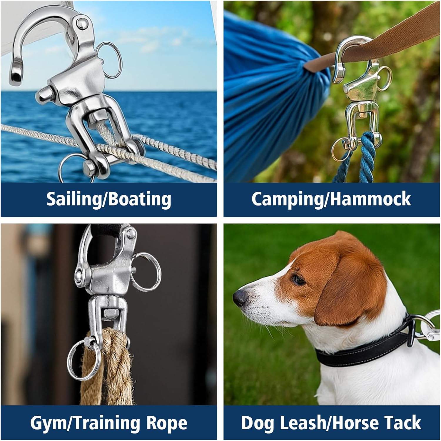 316 Stainless Steel Swivel Snap Shackle Clevis Quick Heavy Duty Release Spring Hook Marine Grade Sailing Halyard Shackle for Boat Rigging Industrial Lifting Climbing - Image 6