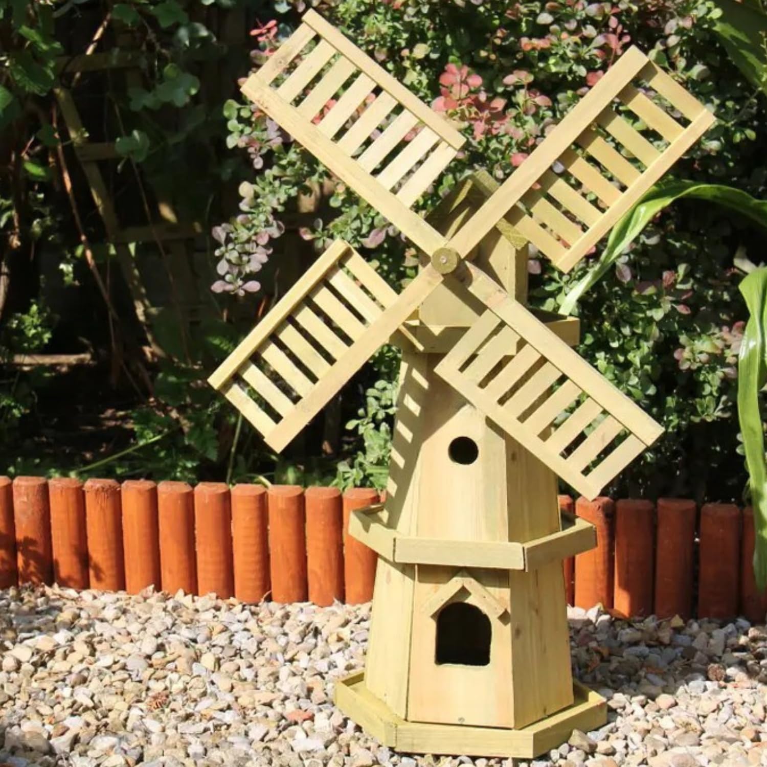 Garden Mile Extra Large Windmills For Garden Decorations Outdoor Heavy Duty Wooden Wind Mills For Garden Ornament Easy Assembly Wood Decoration For Yard Display All Year Round Rustic Windmill Decor
